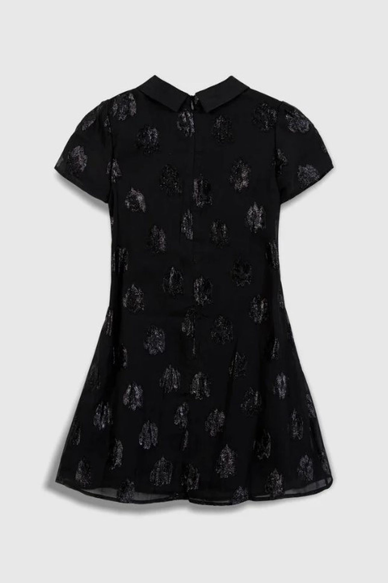 BLACK BI-MATERIAL JACQUARD FLOWER PATTERN DRESS 2