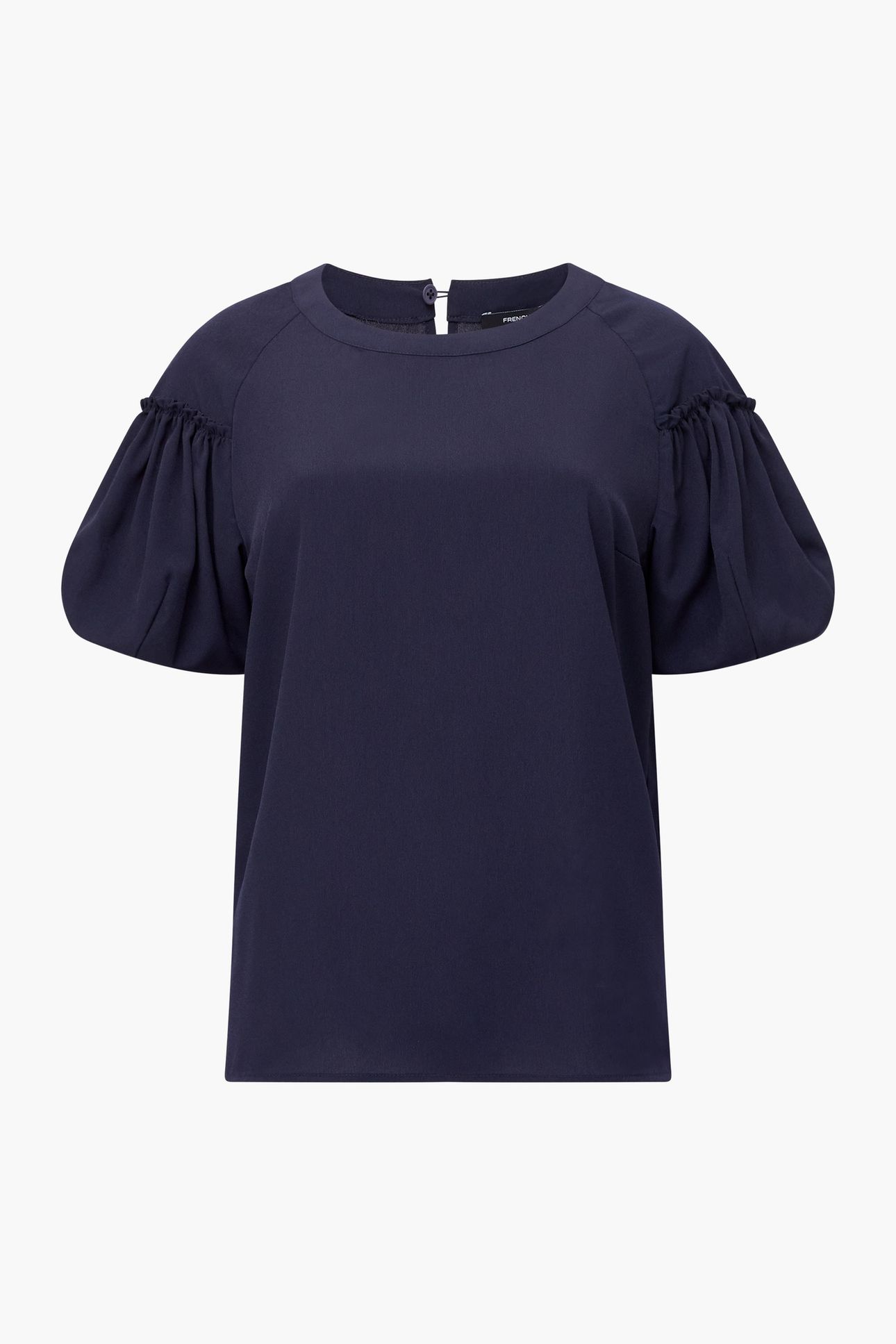 CREPE LIGHT PUFF SLEEVE TOP UTILITY BLUE 2