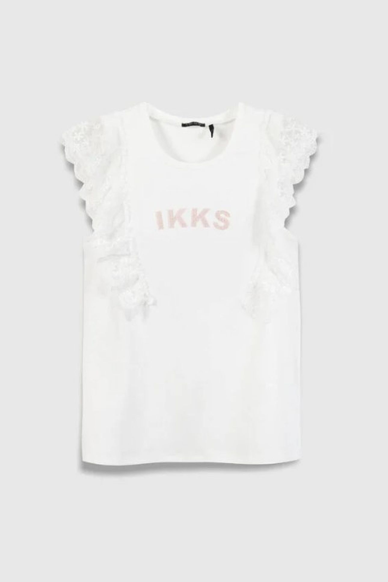 WHITE TULLE RUFFLE EMBROIDERED T-SHIRT 1