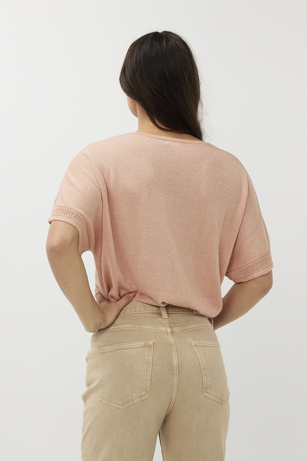 SWEATER BATWING POINTELLE LUREX LIGHT APRICOT 4