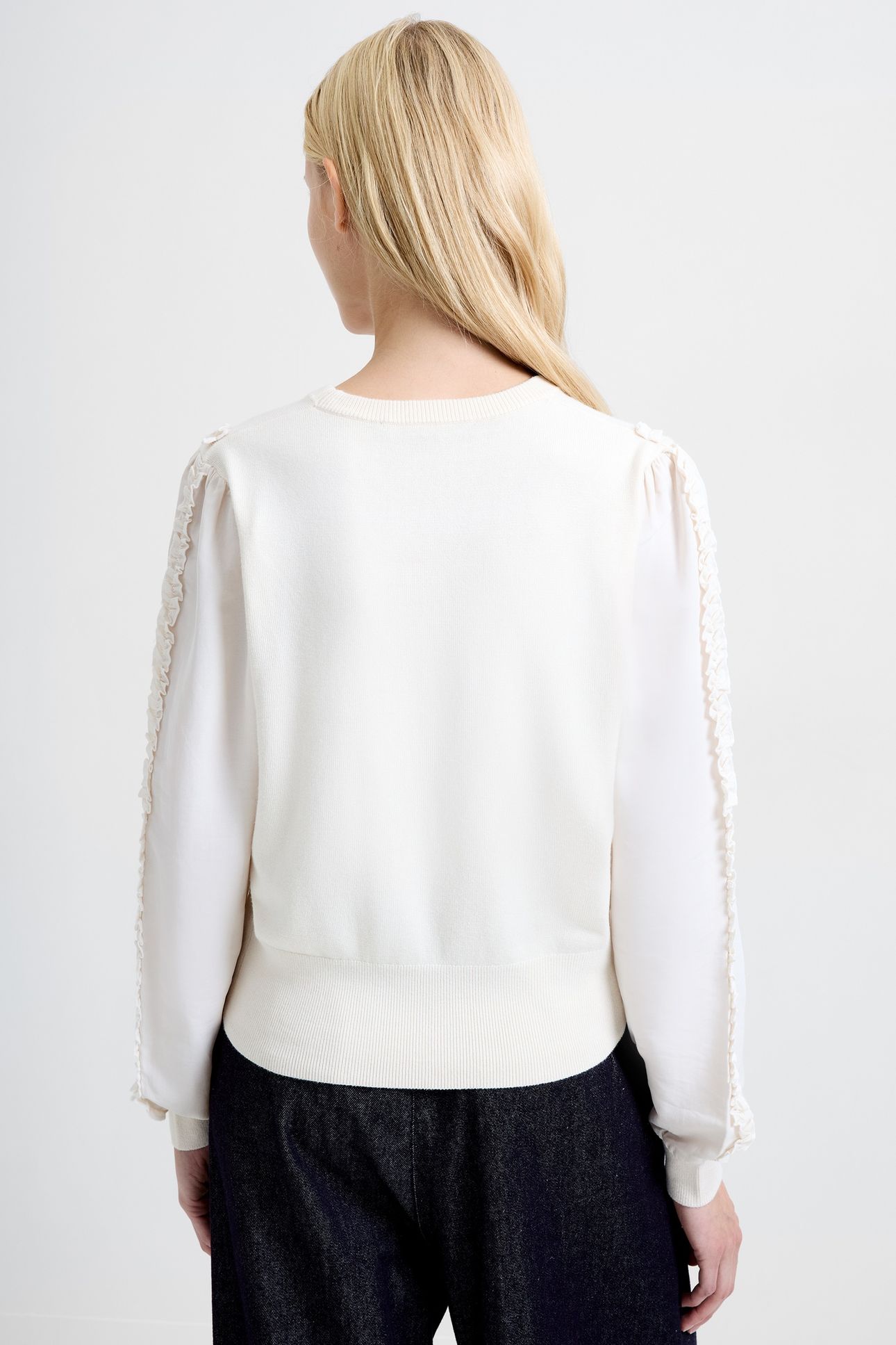 KRISTA MIX RUFFLE SLV JUMPER PORCELAIN CREAM 3