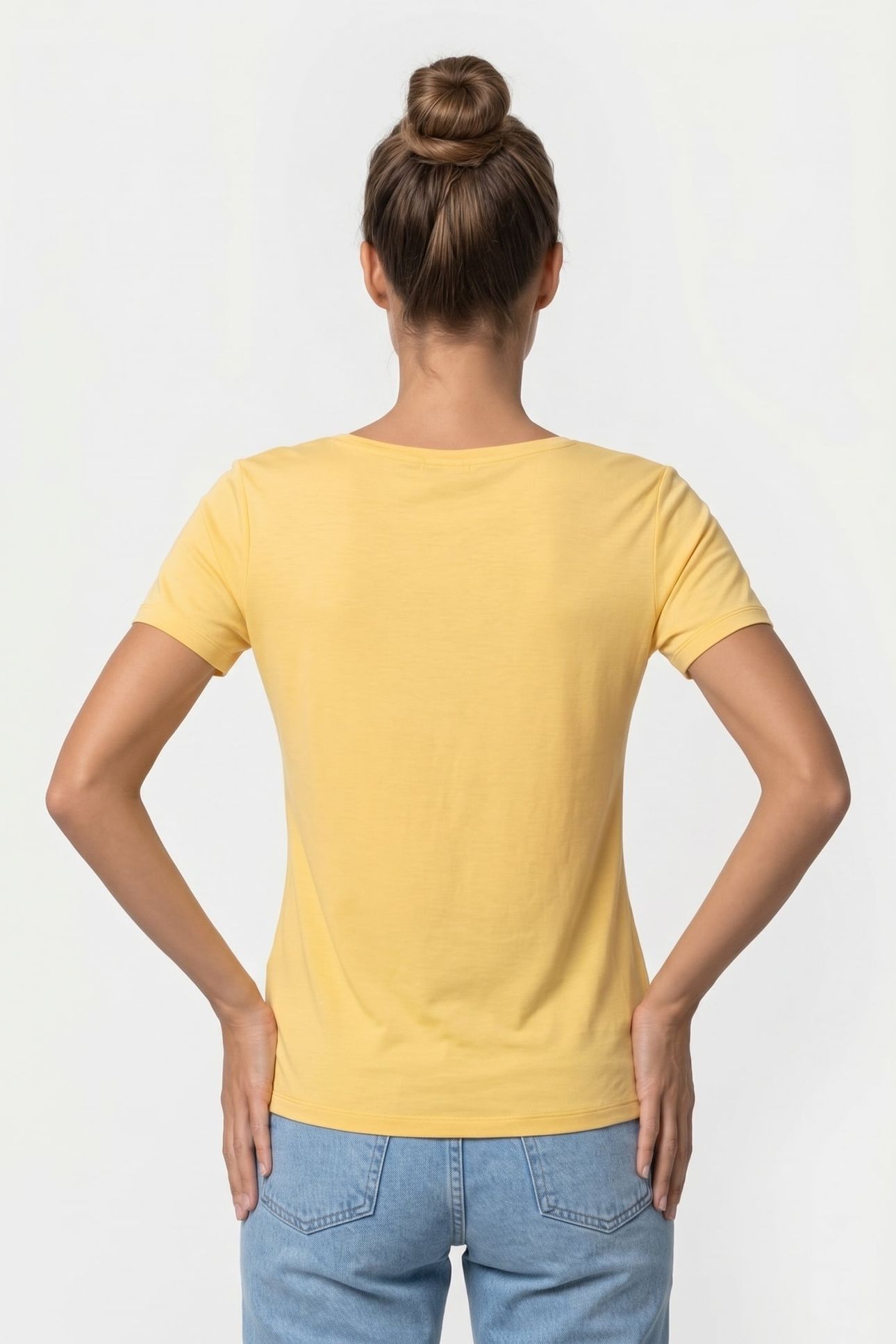 U-NECK TOP FINE VISCOSE YELLOW 2