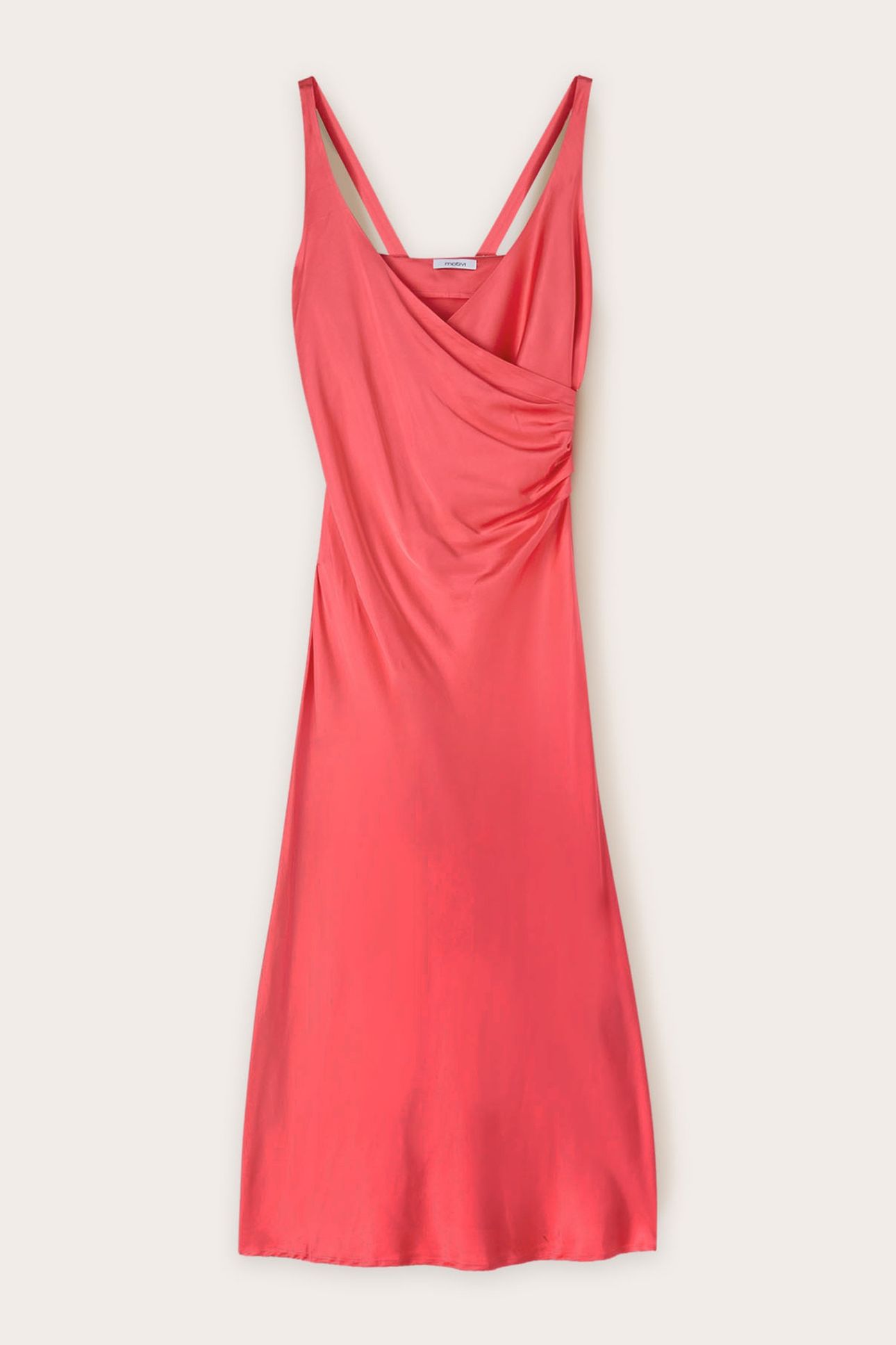 STRETCH SATIN CROSSOVER DRESS PINK 4