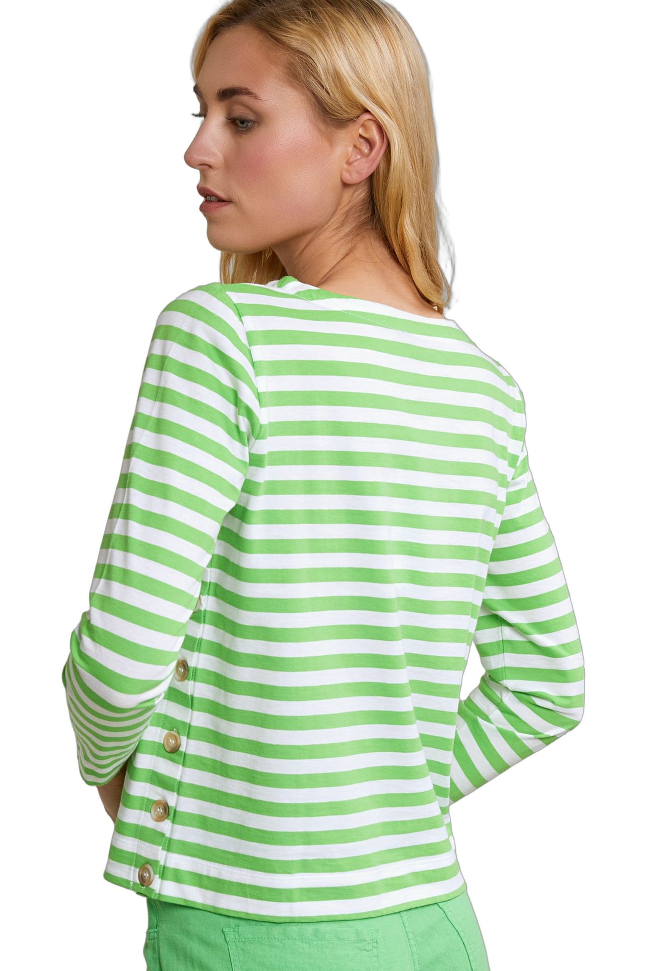 OFF WHITE/GREEN STRIPED T-SHIRT LONG SLEEVES 4