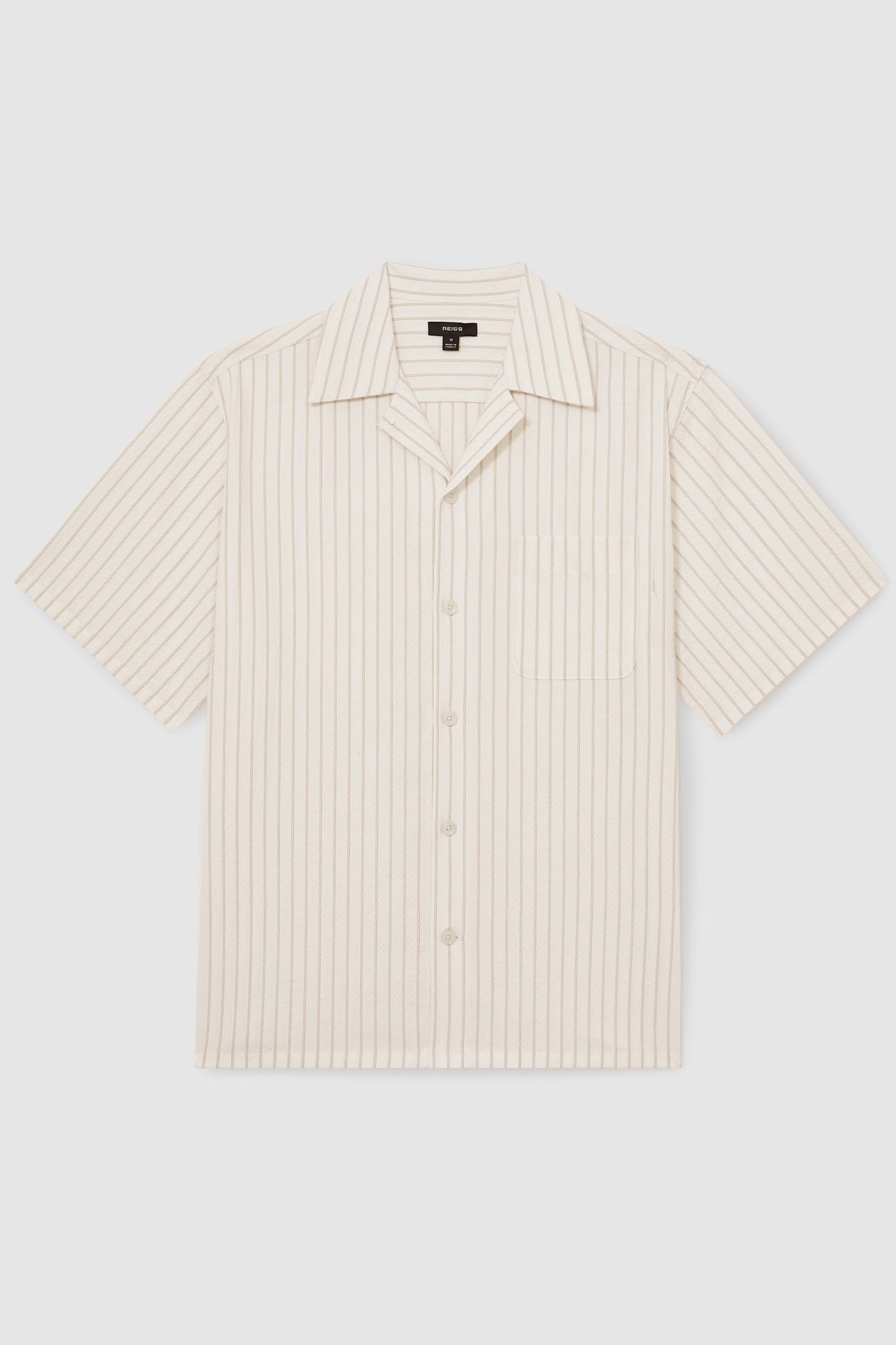 SS SEERSUCKER STRIPE CUBAN SHIRT WHITE TAUPE BROWN 4