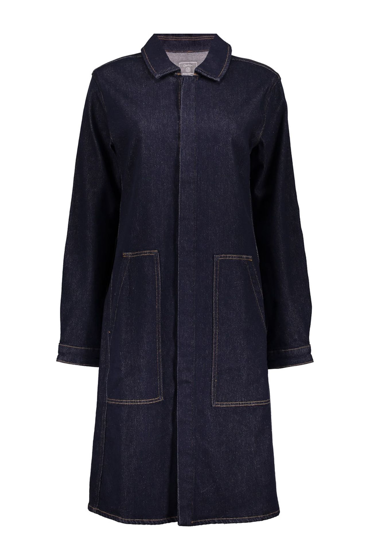 LONG DRESS JACKET DARK BLUE DENIM STONEWASH 1