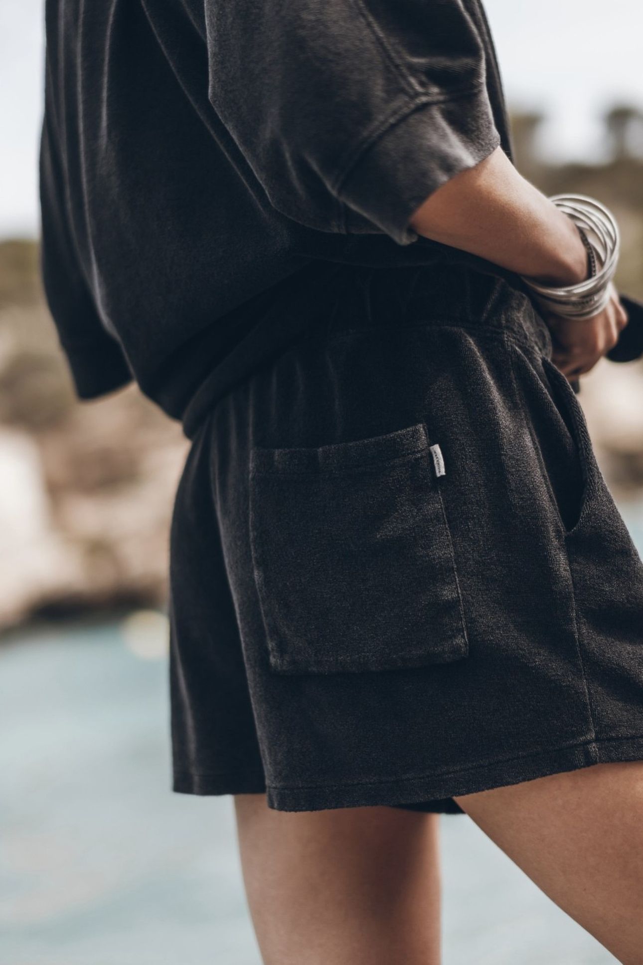 THE DARK TOWELING CO-ORD SHORTS (ARCHIVED) BLACK 2