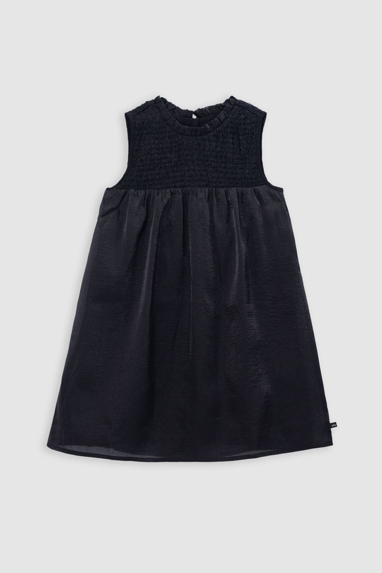 BLACK SATIN DRESS WITH SMOCKED PANEL 1