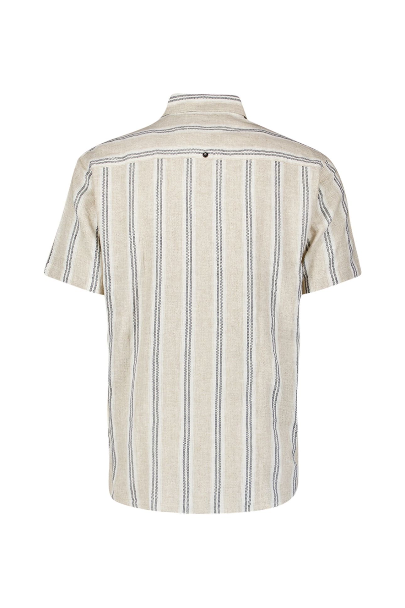 SHIRT SHORT SLEEVE DOBBY VERTICAL STRIPE WITH LINEN CEMENT 6