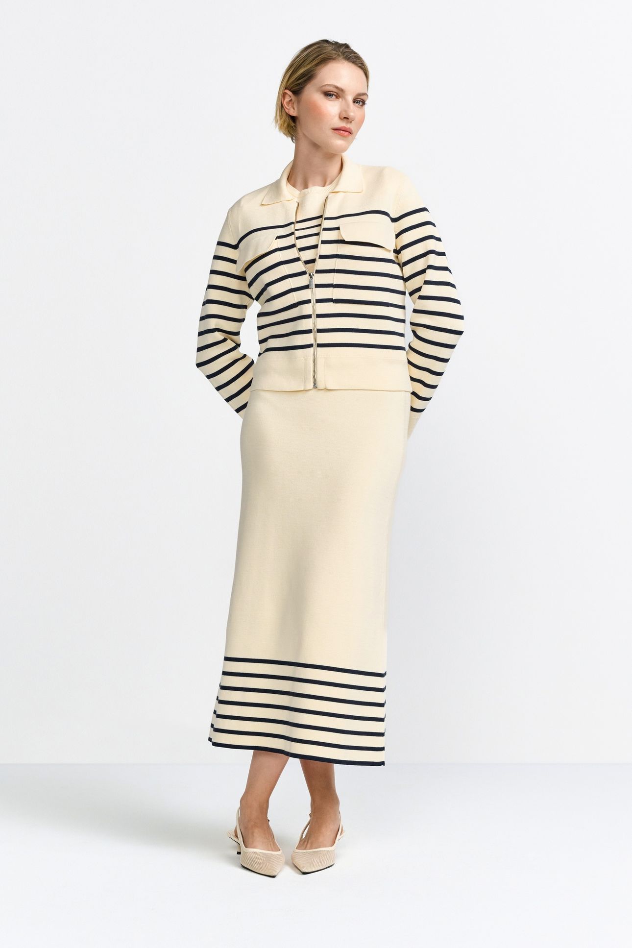 STRIPED KNIT SKIRT PEARL WHITE 3