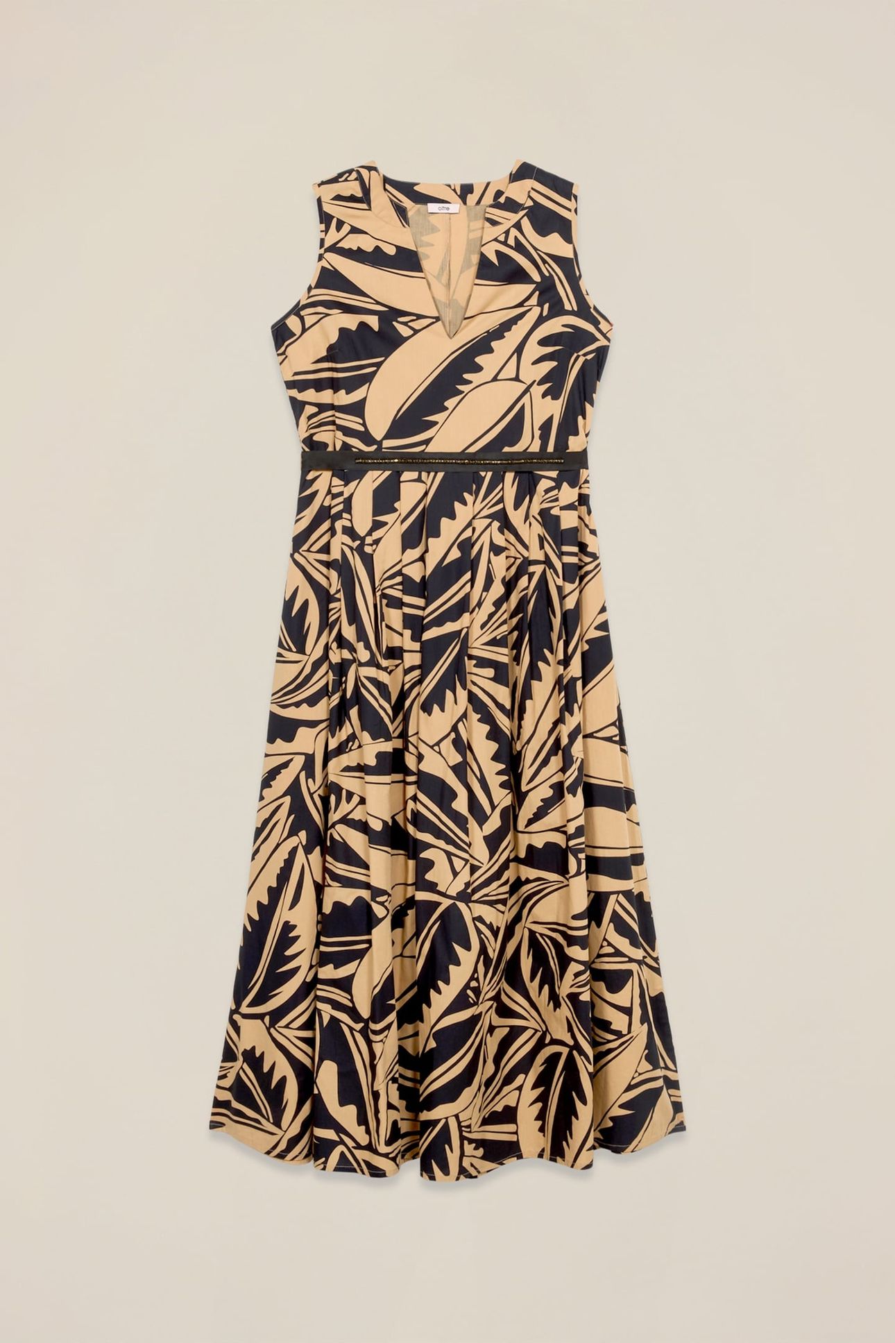 PATTERNED POPLIN DRESS BEIGE 4