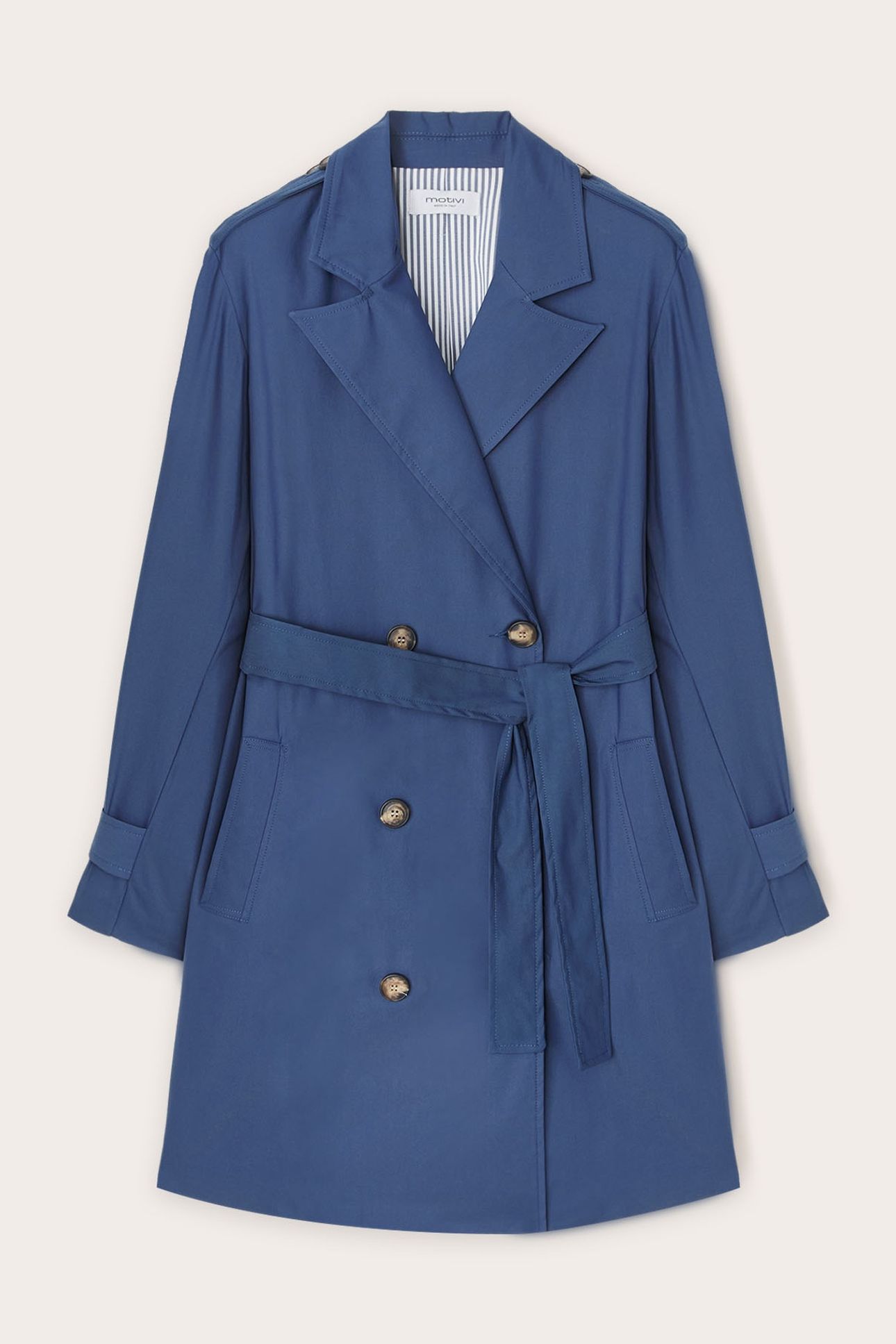 SHORT DOUBLE-BREASTED TRENCH COAT BLUE 7