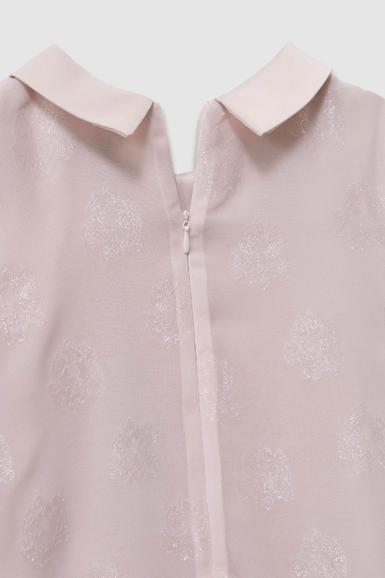 PINK BI-MATERIAL JACQUARD FLOWER PATTERN DRESS 6