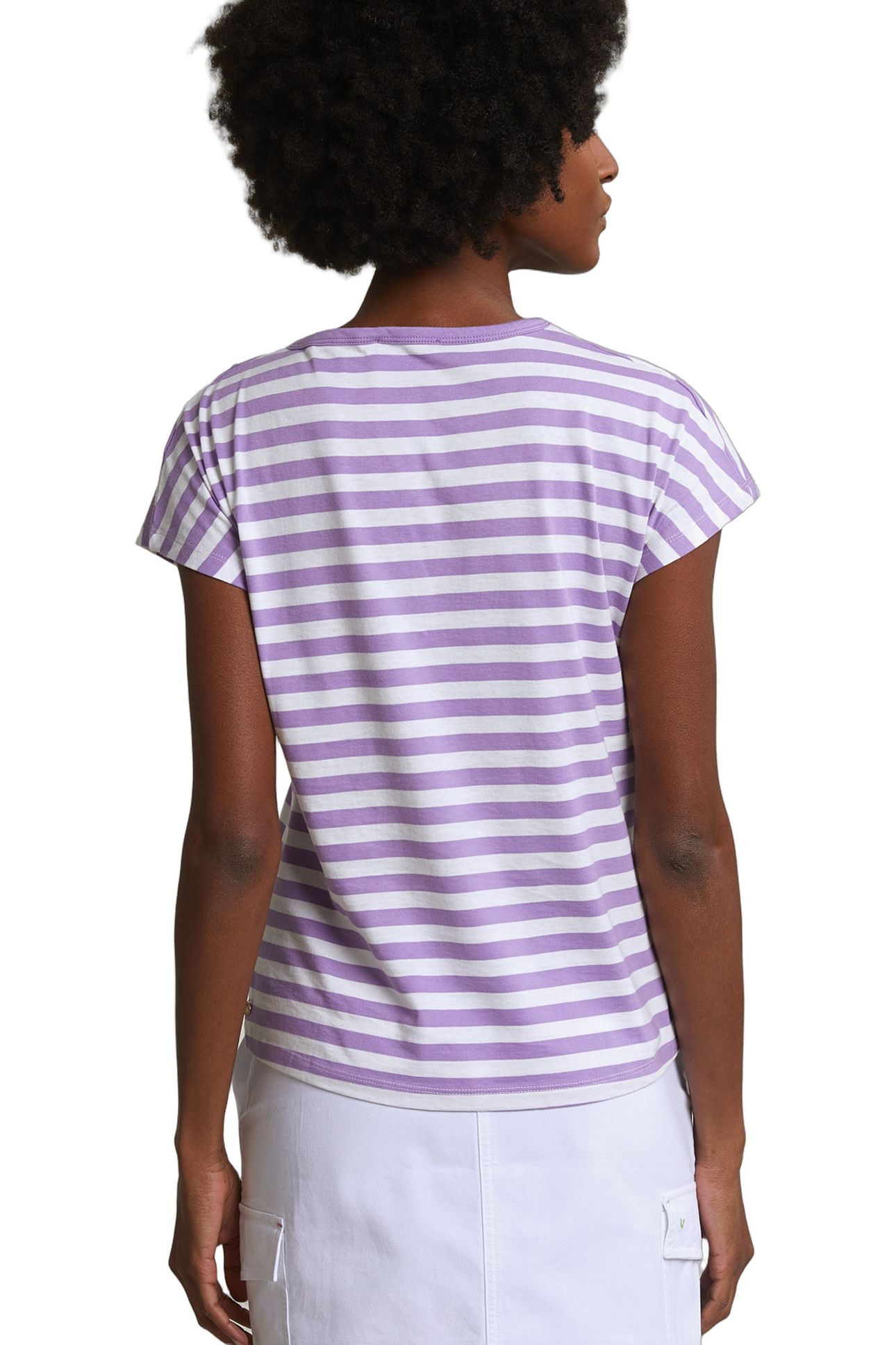 PURPLE/WHITE STRIPED V-NECK T-SHIRT 3