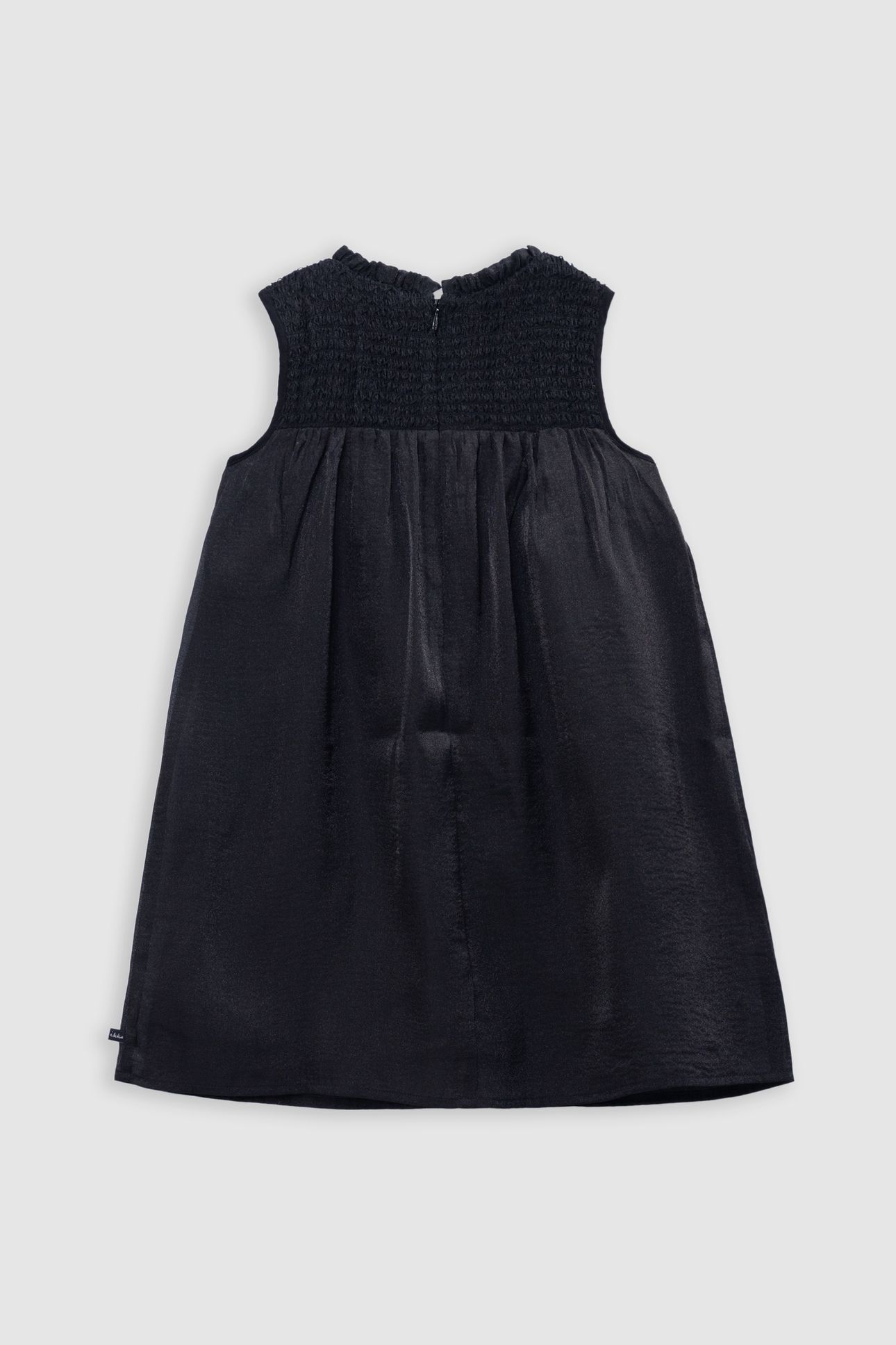 BLACK SATIN DRESS WITH SMOCKED PANEL 2