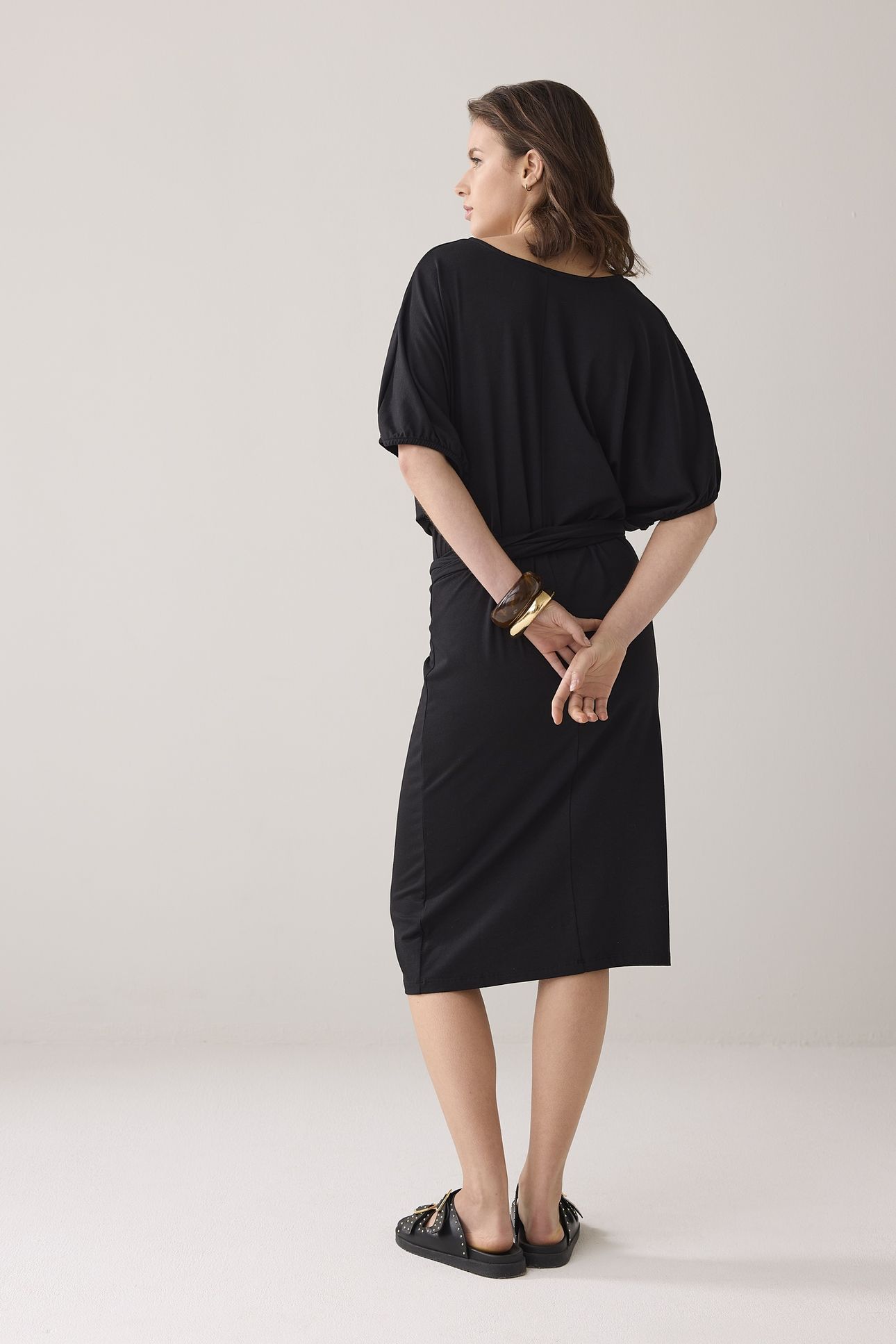 WRAP DRESS SOLID JERSEY BLACK 3