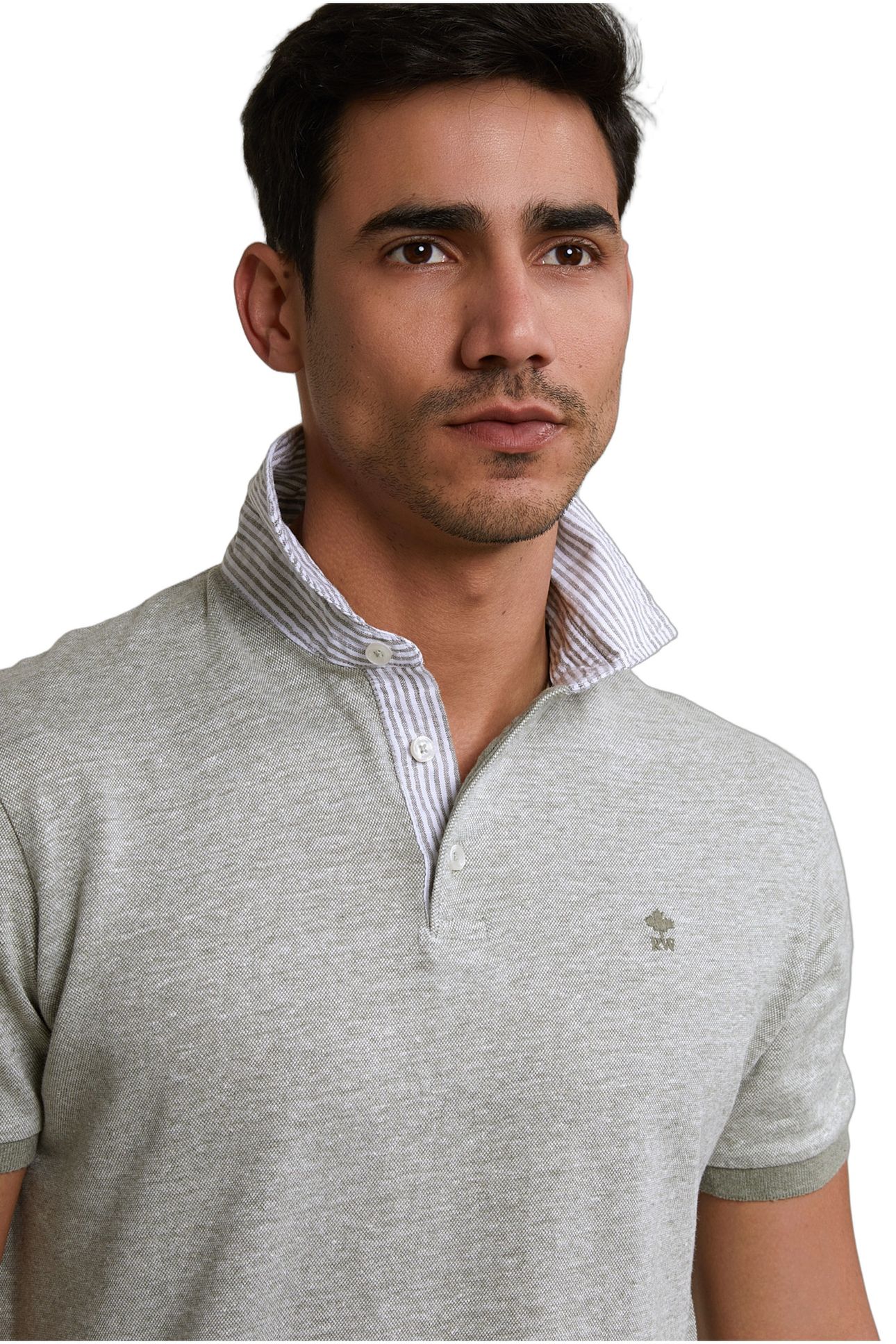 CUSTOM FIT COTTON-LINEN POLO SAFARI MIX 3