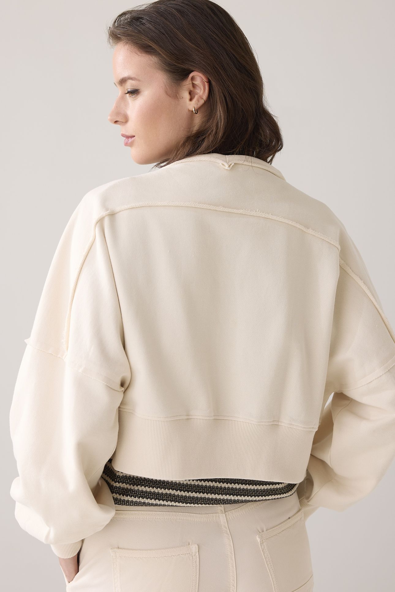 CROPPED WIDE SWEAT CARDIGAN IVORY 2