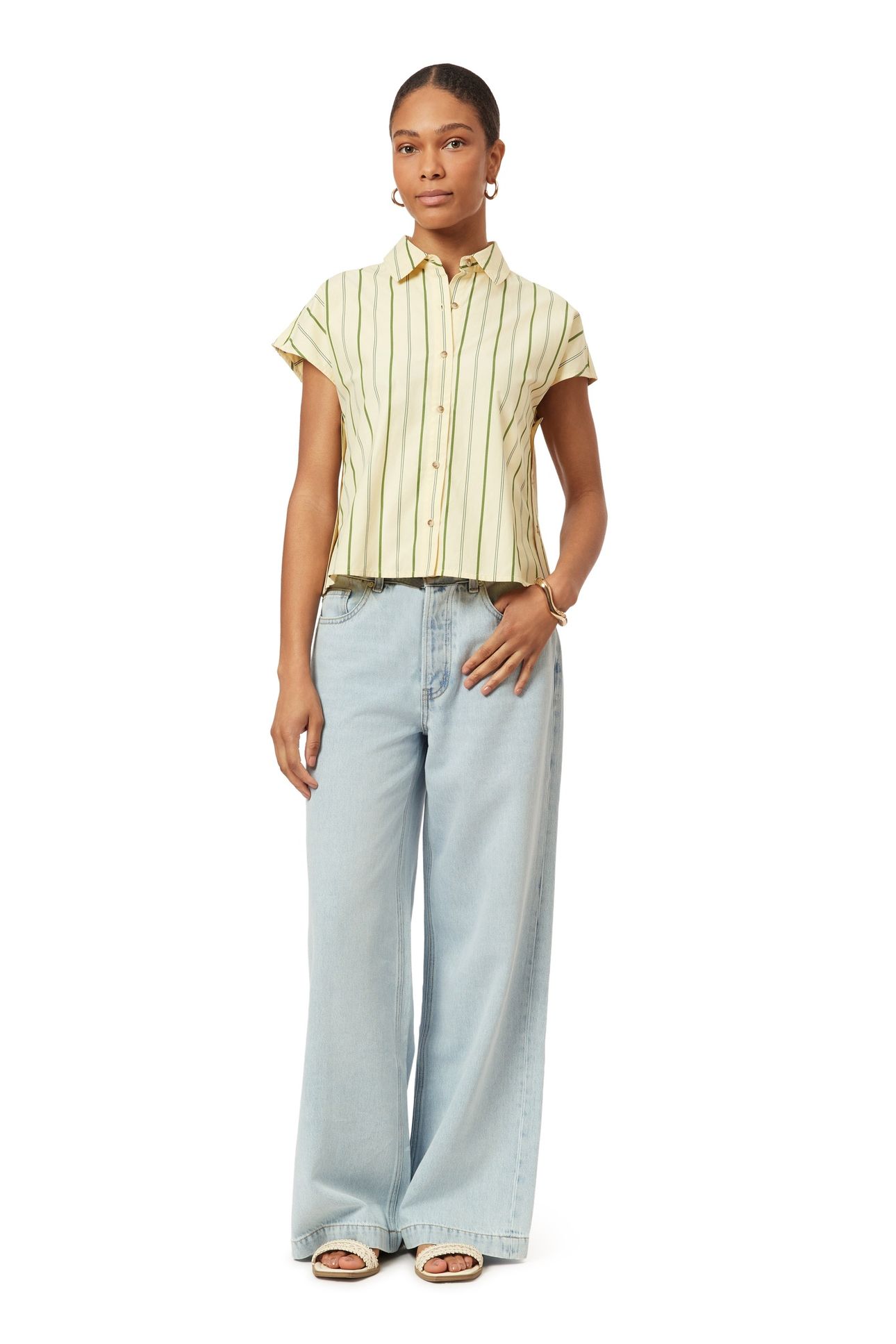 DOLMAN SLEEVE SHIRT CHINO GREEN MULTI PINSTRIPE 2