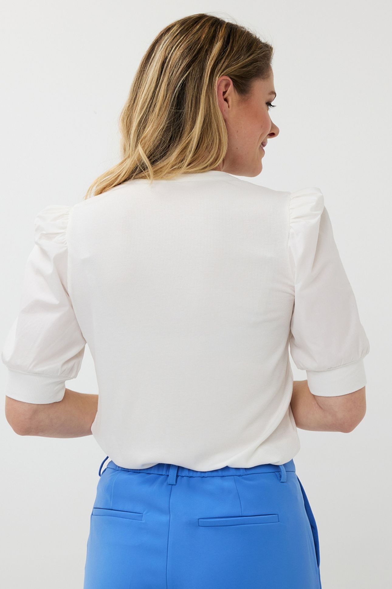 TOP WIDE RIB WOVEN SLEEVE OFF WHITE 5