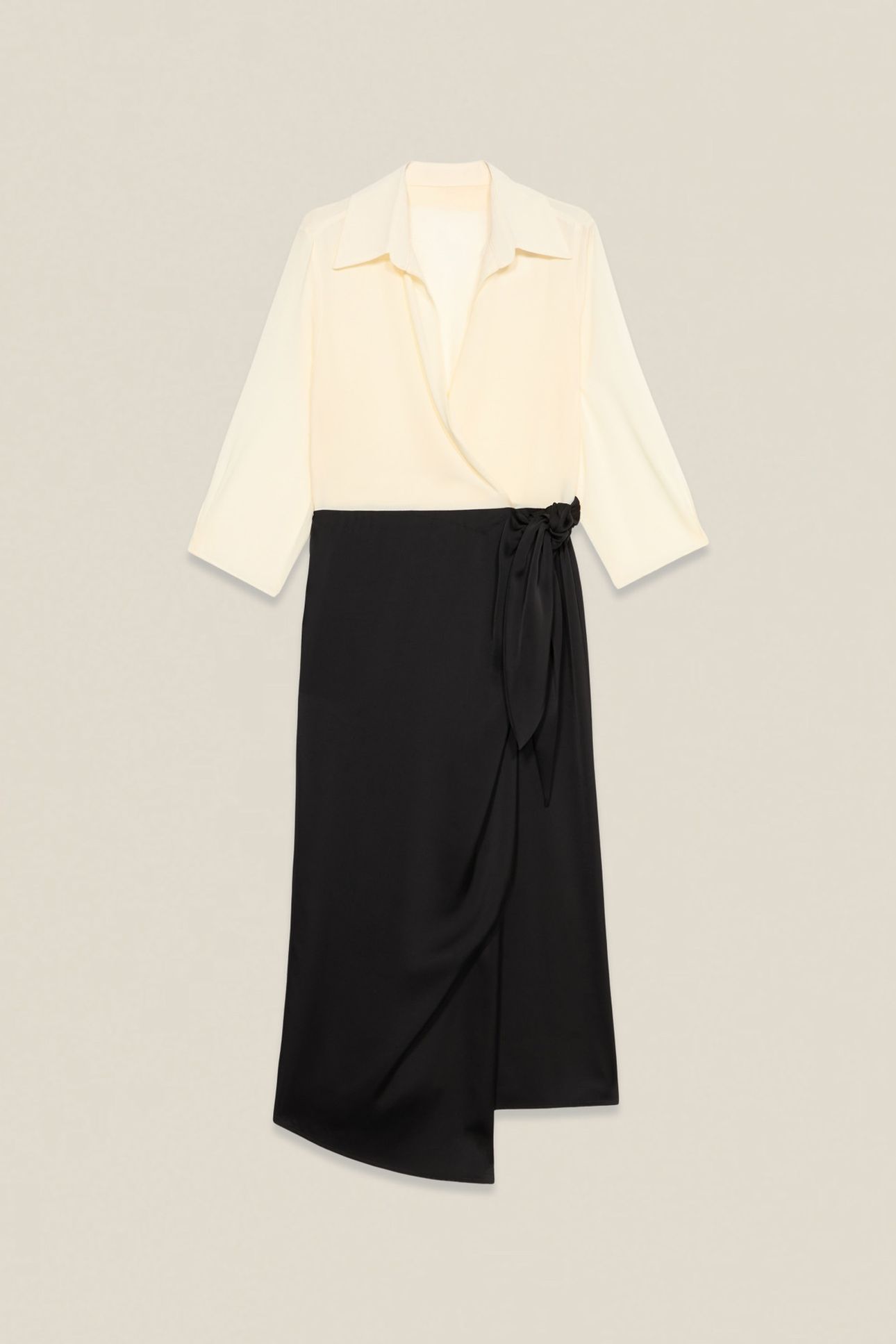 TWO-MATERIAL DRESS WITH WRAP SKIRT BLACK 3