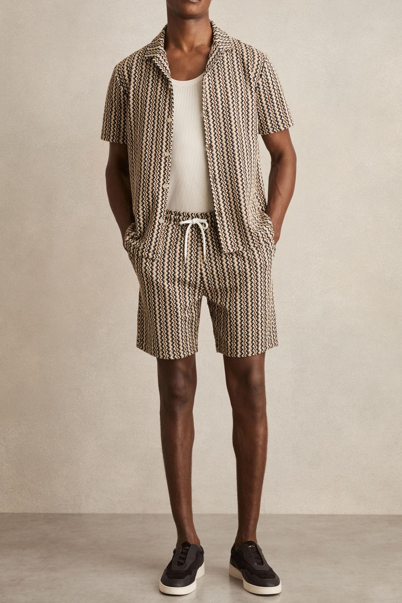 SS ABSTRACT STRIPE CUBAN SHIRT TOBACCO BROWN 1