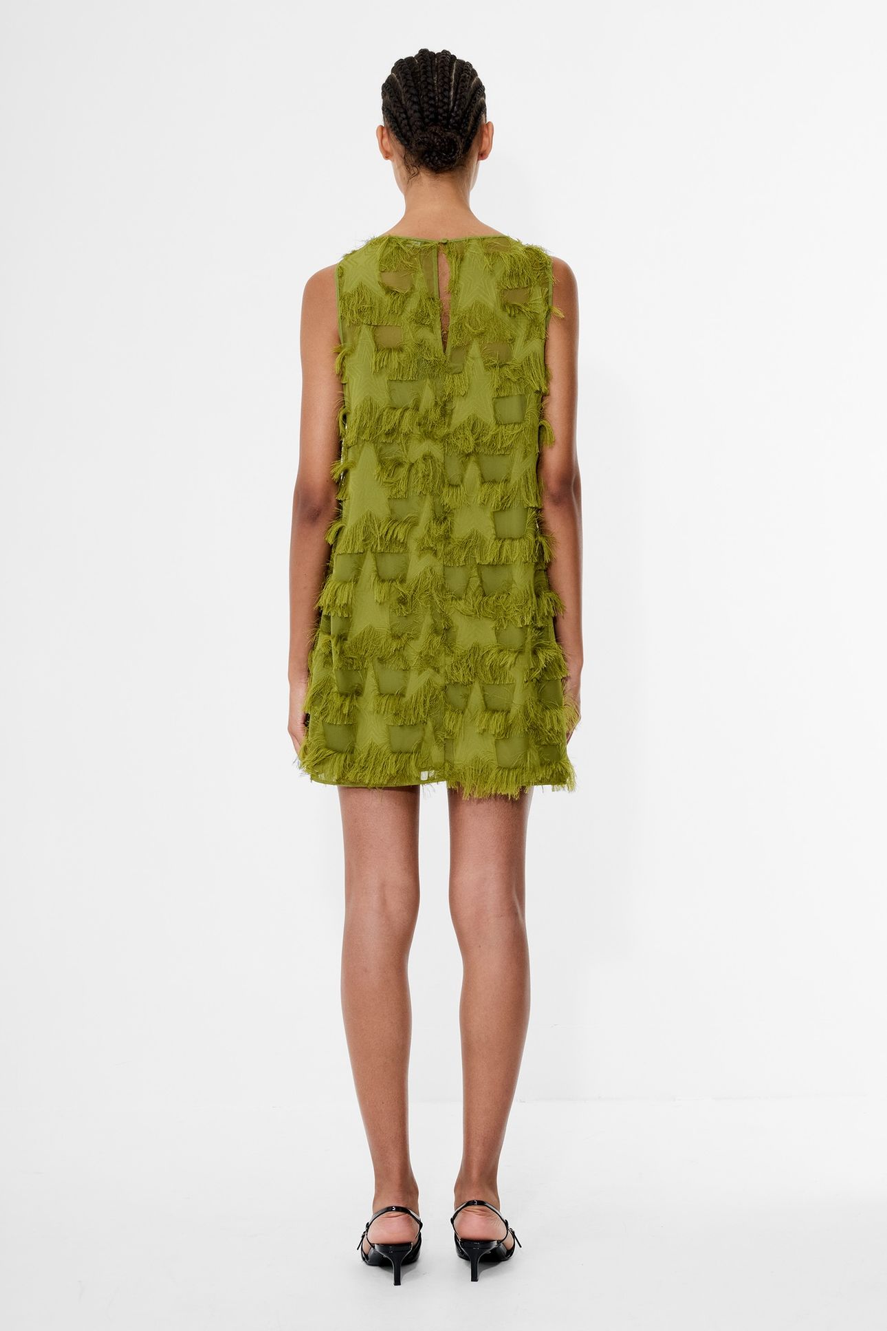 MILEY CHIFFON FRINGE MINI DRES WINTER OLIVE GREEN 3