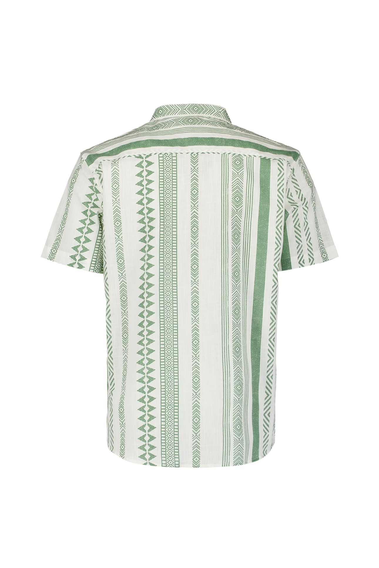 SHIRT SHORT SLEEVE REVERS COLLAR SLUB ALLOVER PRINTED GREEN 5