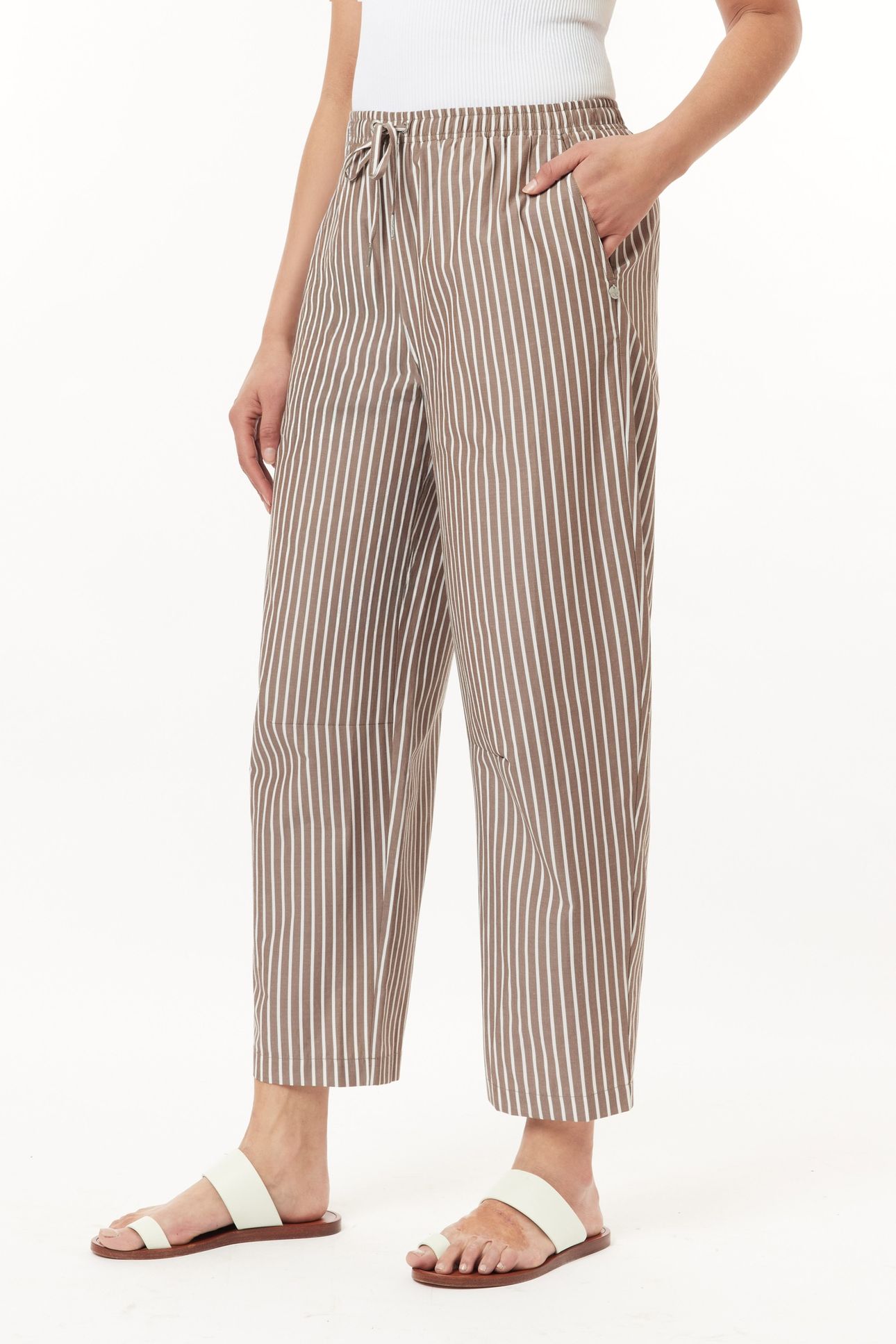BARREL LEG PANTS BROWN STRIPE 2