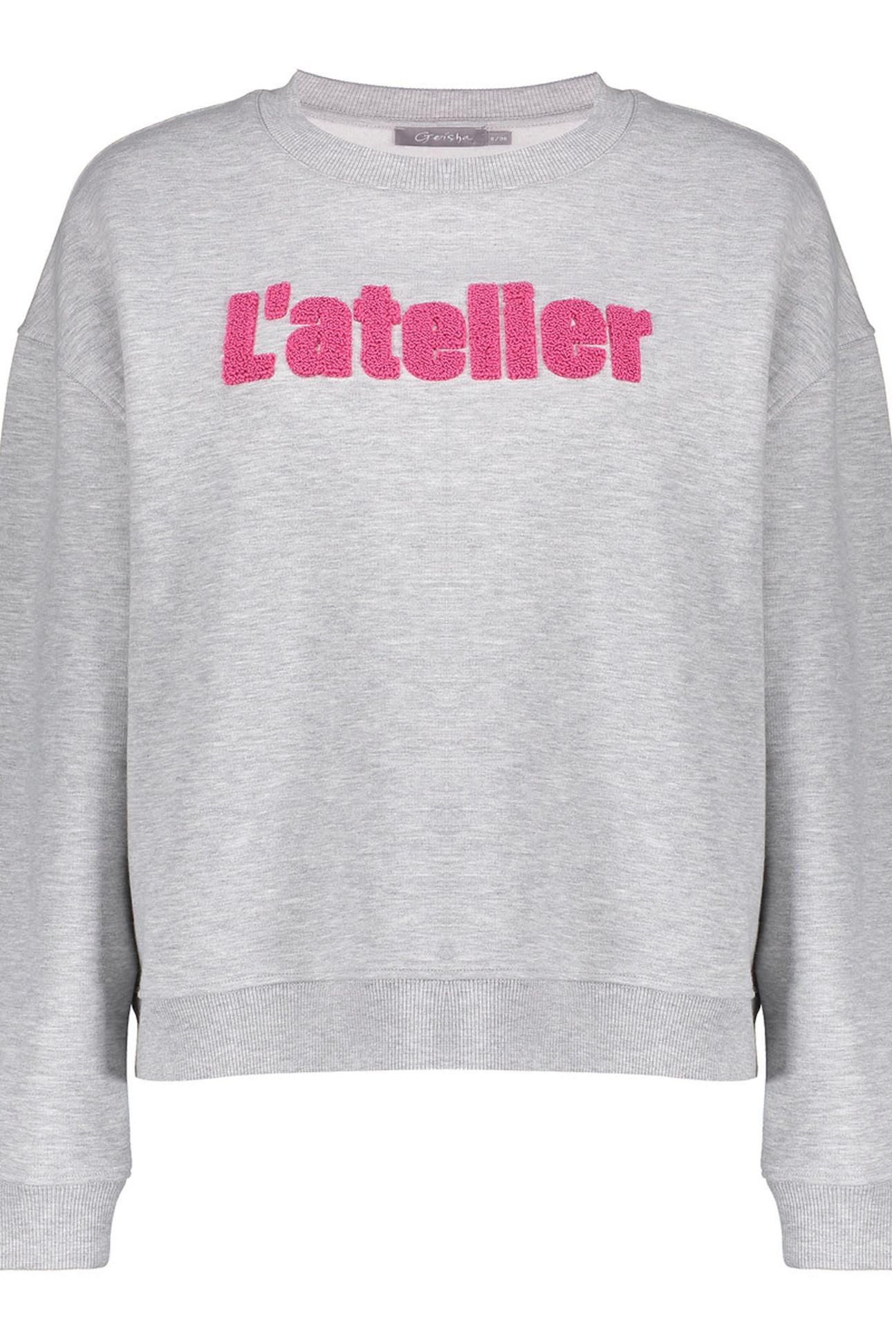 SWEATER L'ATELIER TOWELING GREY MELANGE/FUCHSIA 1