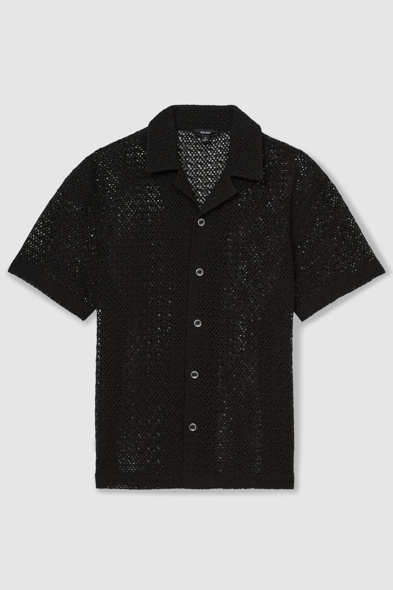 SS GEO CROCHET CUBAN SHIRT BLACK 3