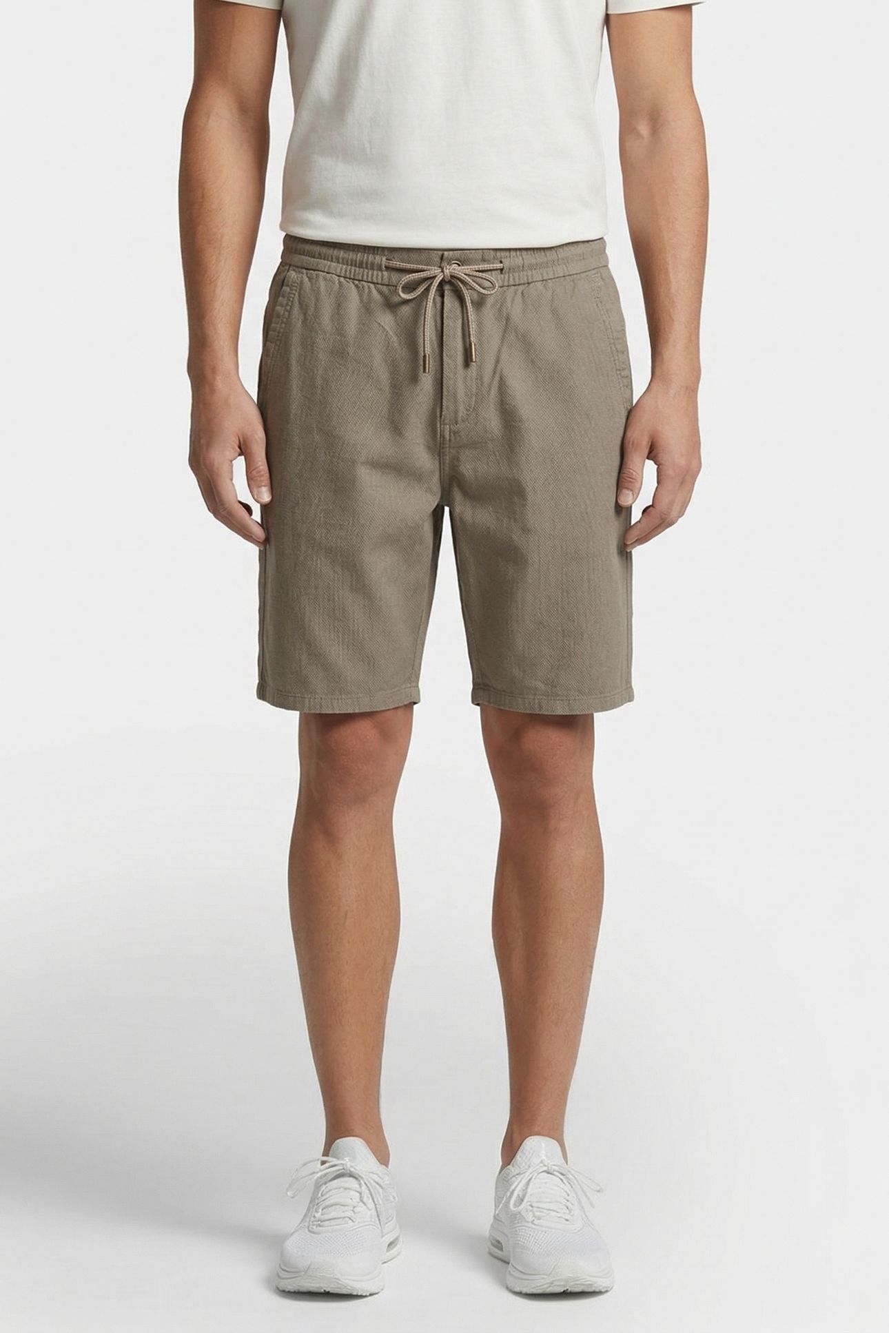 SHORT CHINO WITH LINEN GARMENT DYED LIGHT ARMY 1