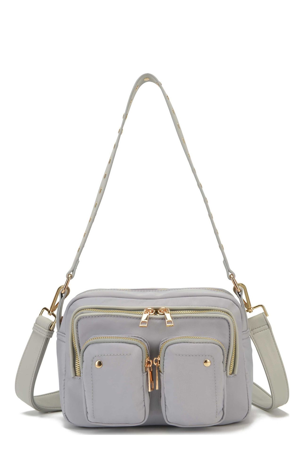 ELLIE RECYCLED NYLON LIGHT GREY W. GOLD 1