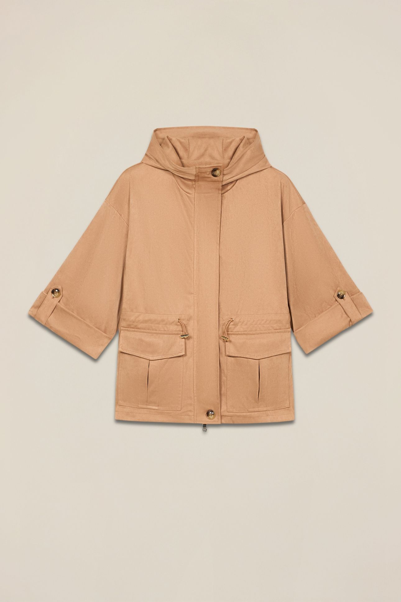 SHORT SUEDE-EFFECT PARKA BEIGE 4