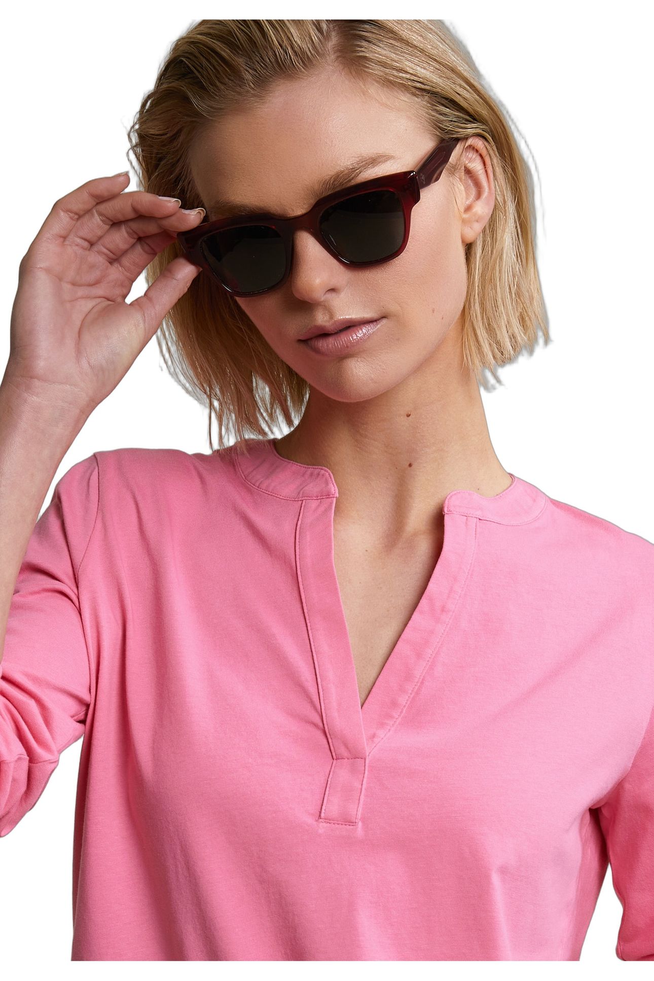 PINK V-NECK T-SHIRT LONG SLEEVES 4