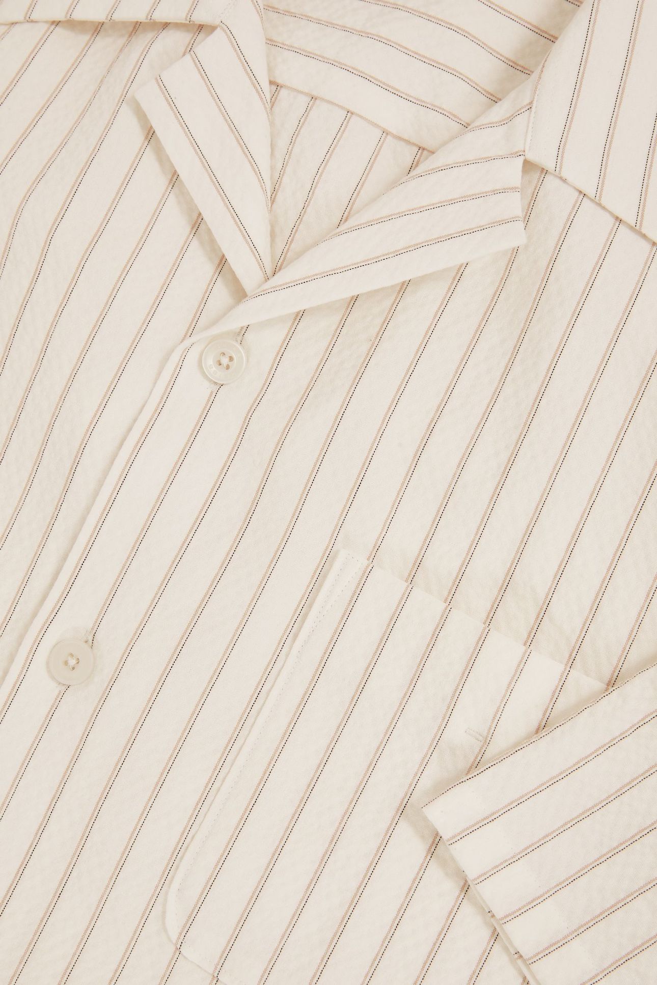 SS SEERSUCKER STRIPE CUBAN SHIRT WHITE TAUPE BROWN 6