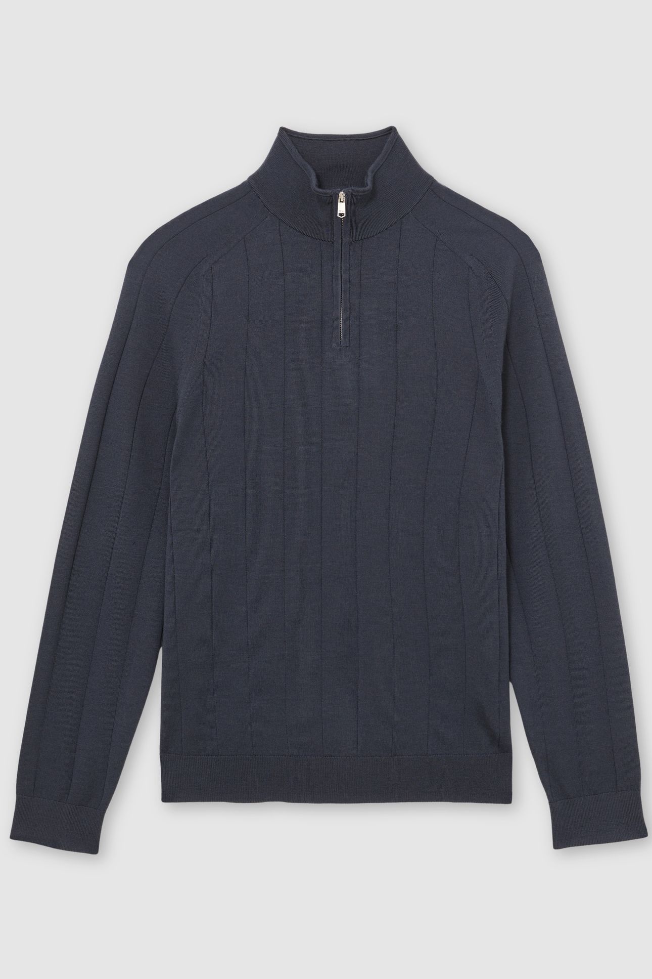 LS HALF ZIP FUNNEL WIDE RIB MERINO WOOL JUMPER AIRFORCE BLUE 4