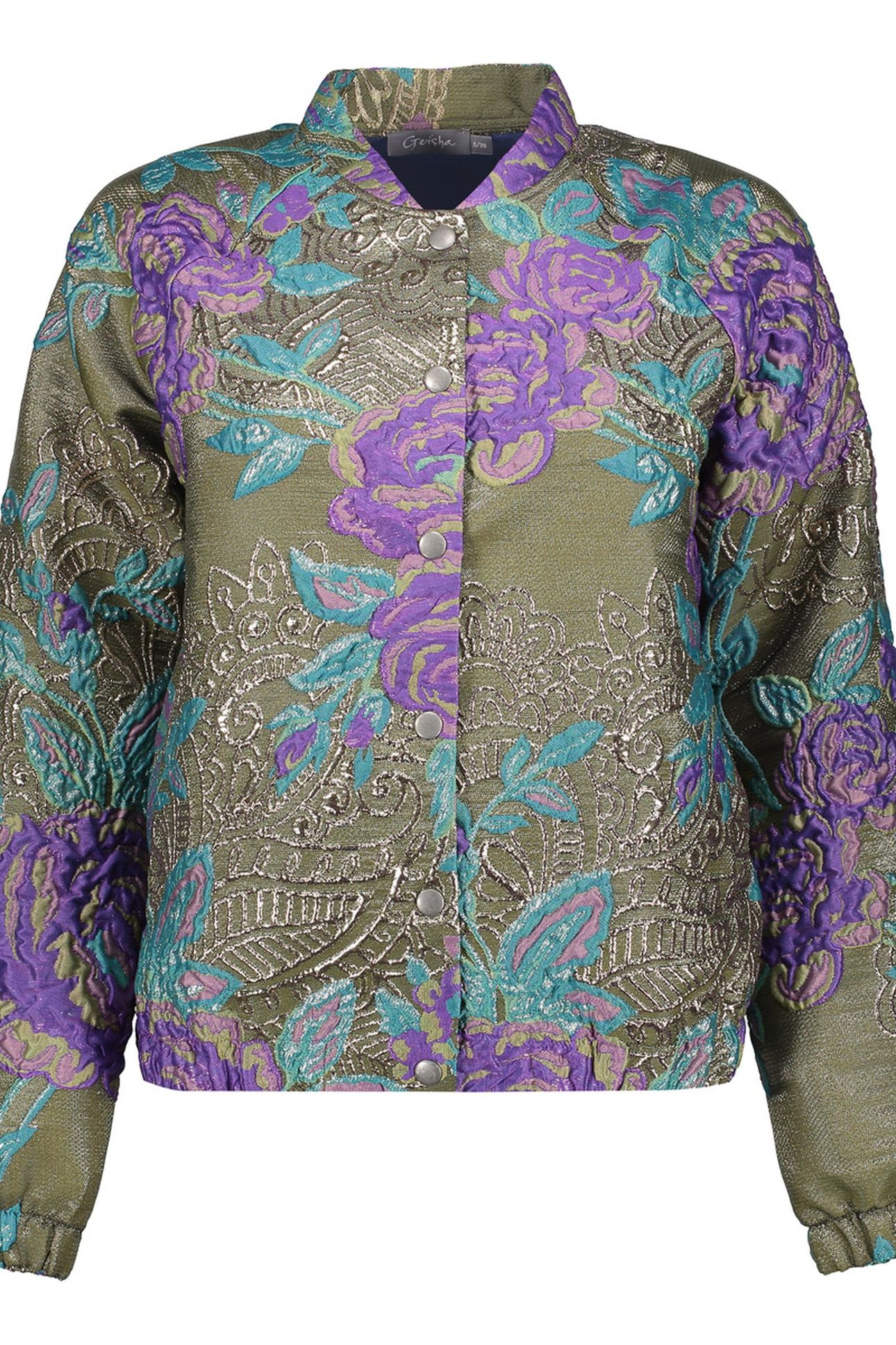 JACKET FLOWERS LUREX GREEN/PURPLE 1