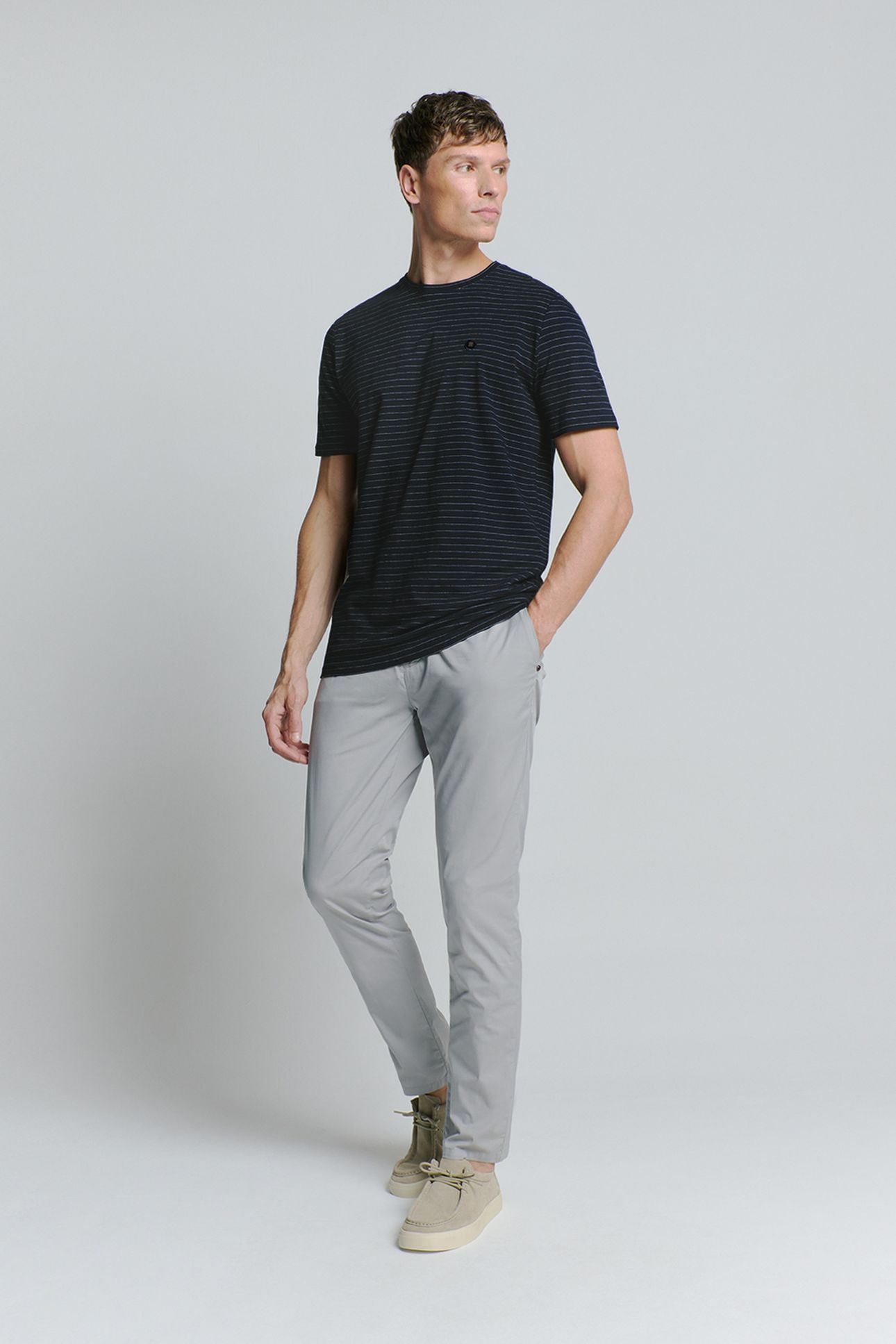T-SHIRT CREWNECK SMALL PIN STRIPE DEEP BLUE 2