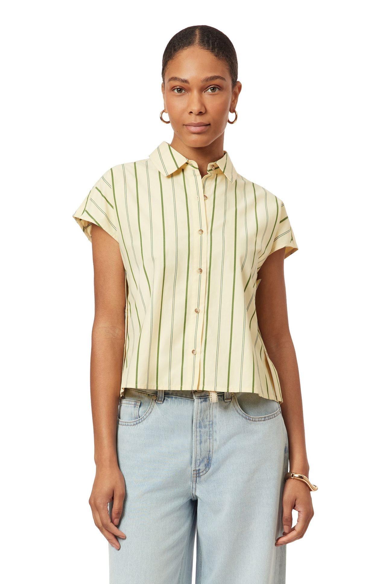 DOLMAN SLEEVE SHIRT CHINO GREEN MULTI PINSTRIPE 1