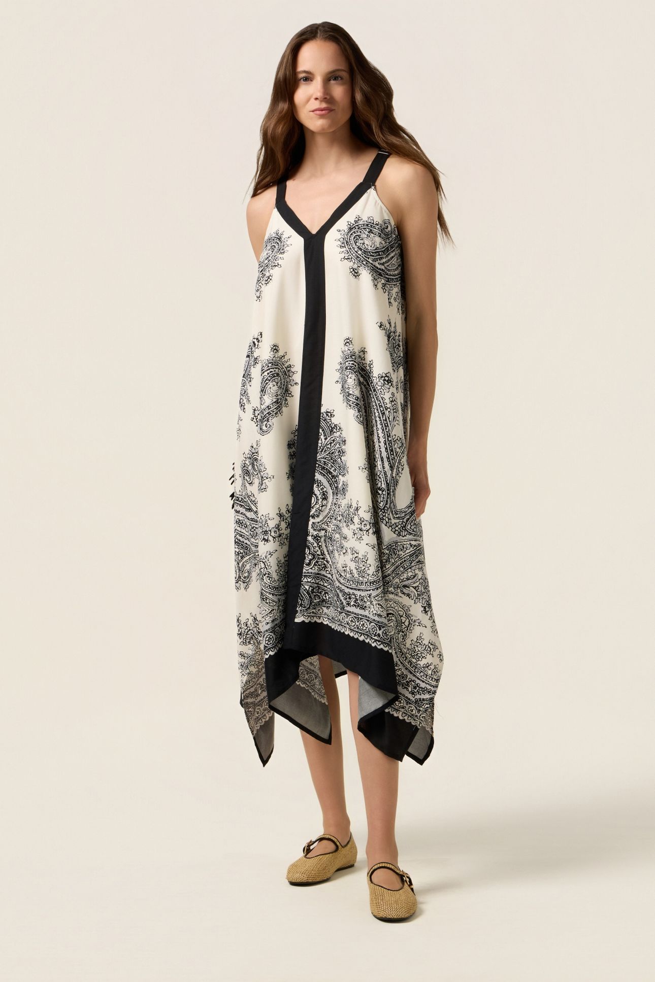 PATTERNED VISCOSE DRESS BLACK 3