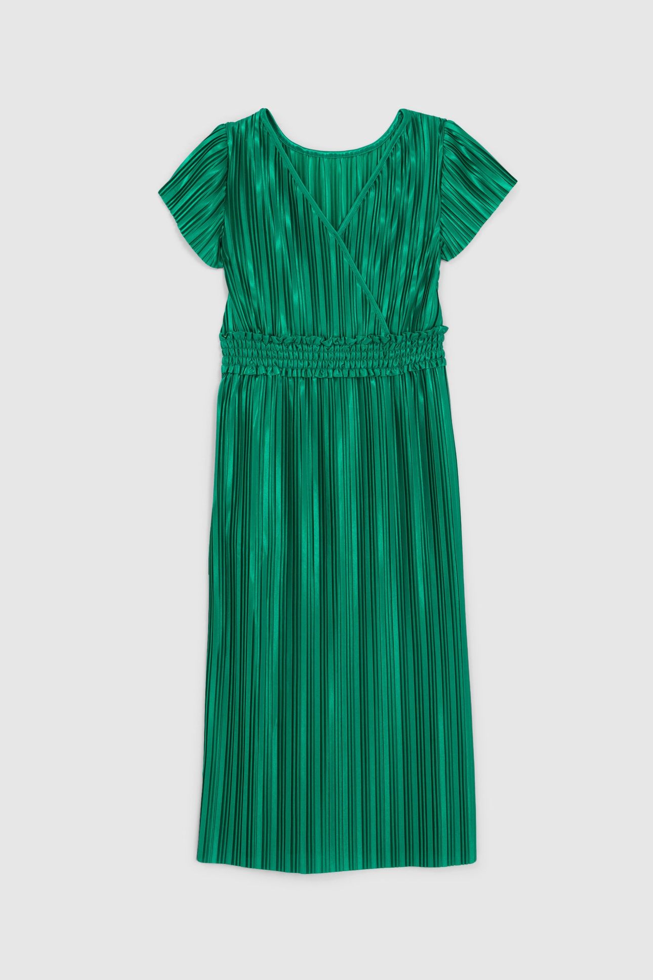 GIRLS’ GREEN PLEATED LONG DRESS 1