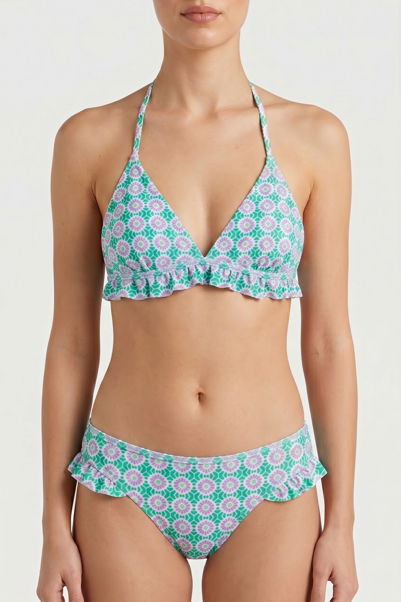 ROMY RUFFLE BIKINI TOP PORTO TILE FRESH GREEN 1
