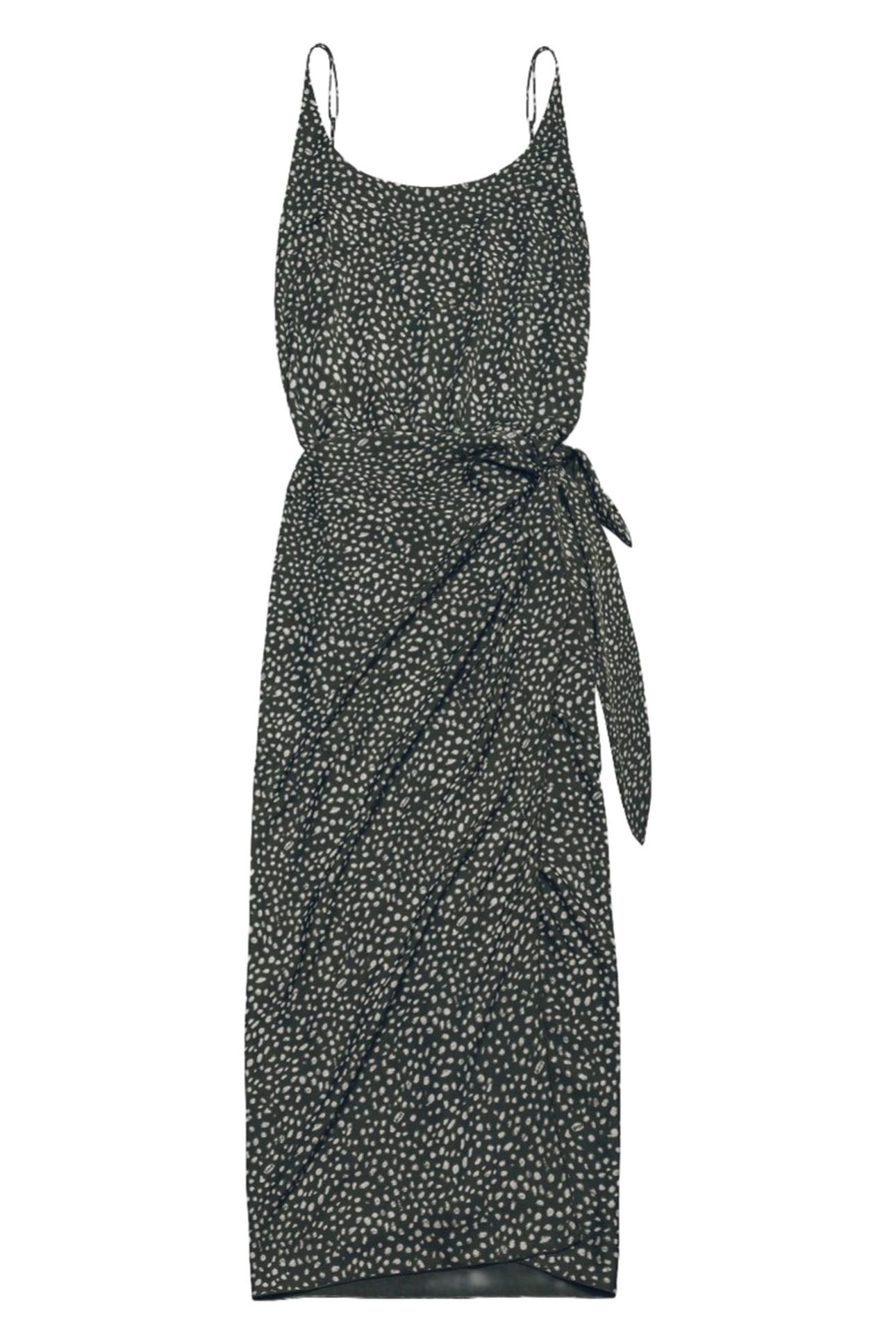 THE GREEN DOTTED LONG KNOTTED DRESS GREEN 1