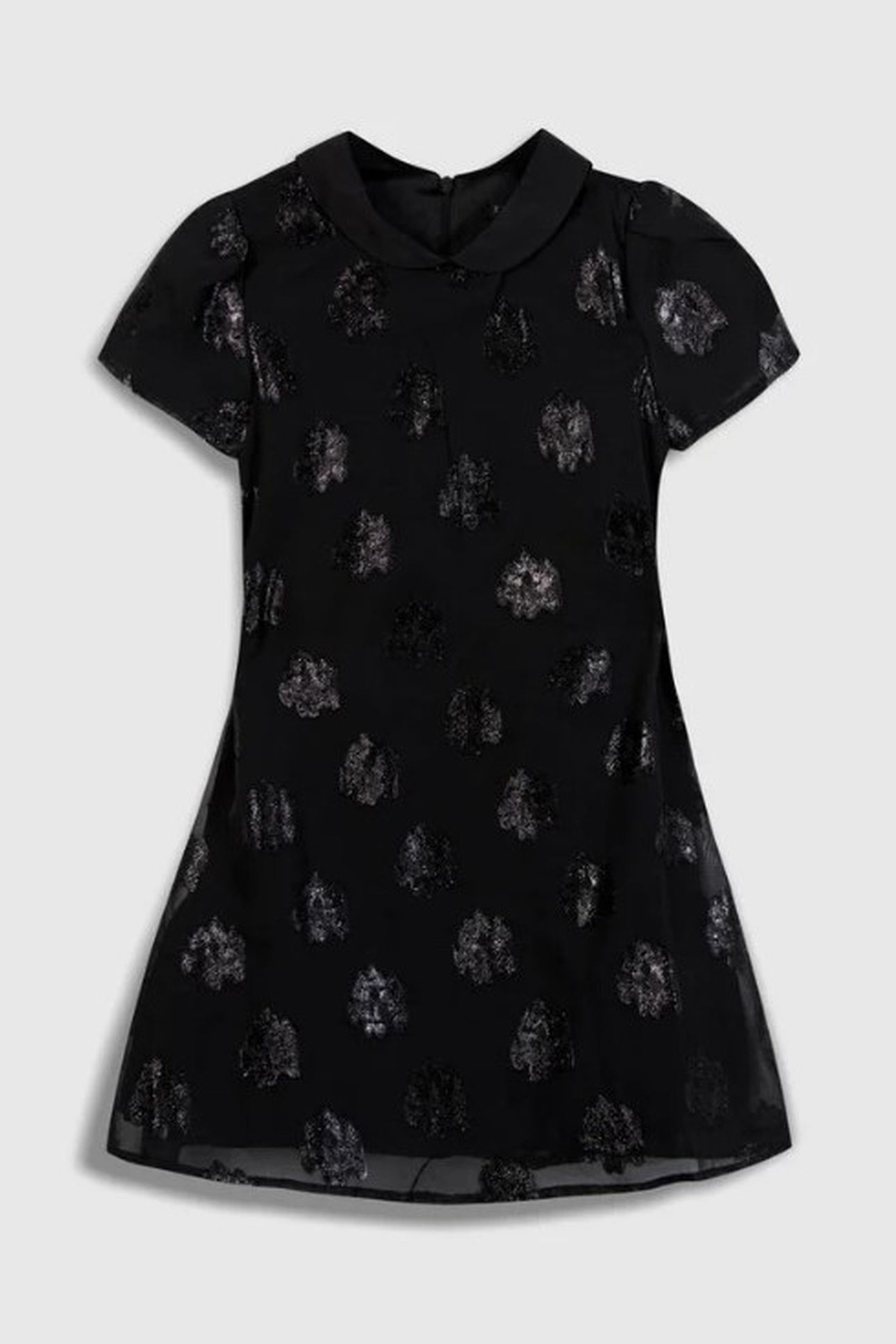 BLACK BI-MATERIAL JACQUARD FLOWER PATTERN DRESS 1