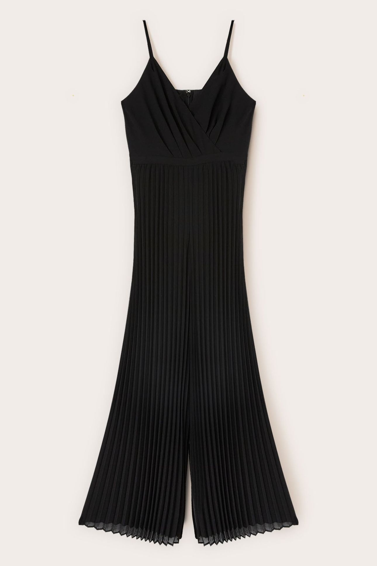 LONG PLEATED GEORGETTE JUMPSUIT BLACK 4