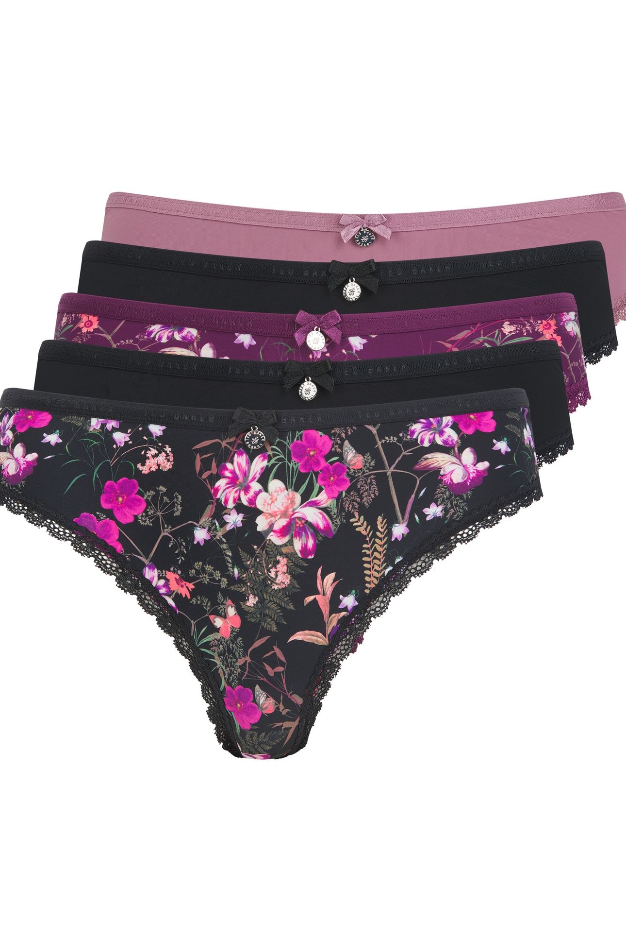 TANSY 5PK BRIEF JET BLACK/BLACK PRINT/WITSFUL MAUVE/DARK PUR 1