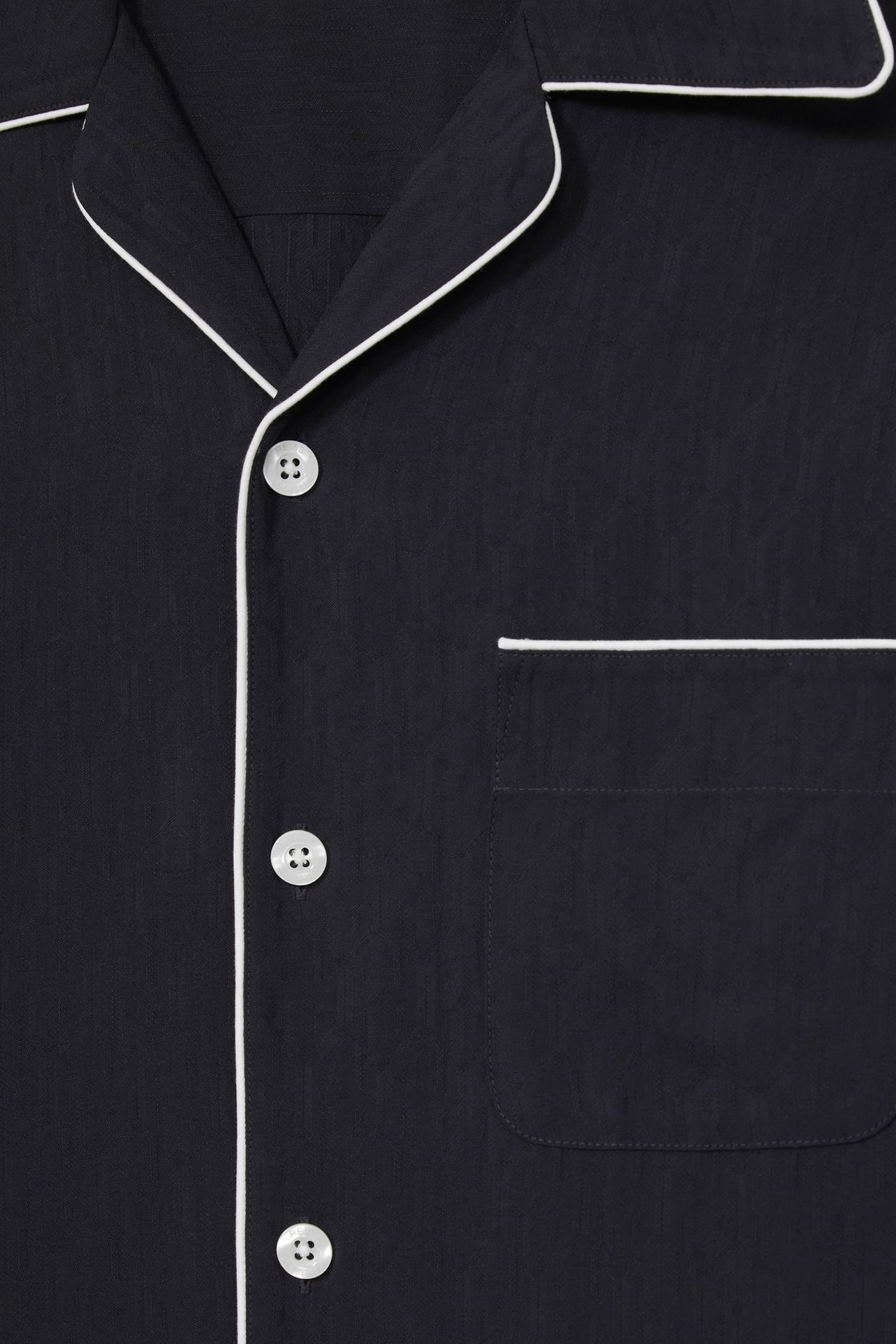 LS MONOGRAM JACQUARD CUBAN PIPED SHIRT NAVY 5