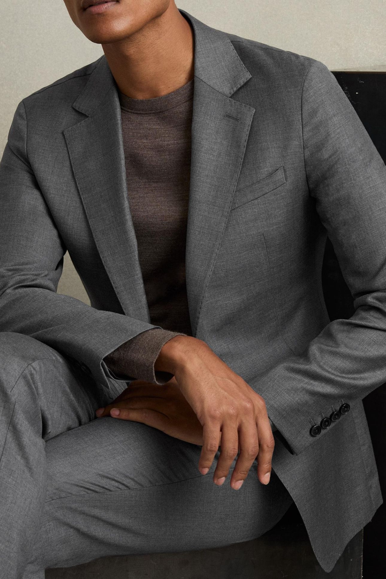 SB 2B NOTCH PLAIN WEAVE BLAZER. GREY 7