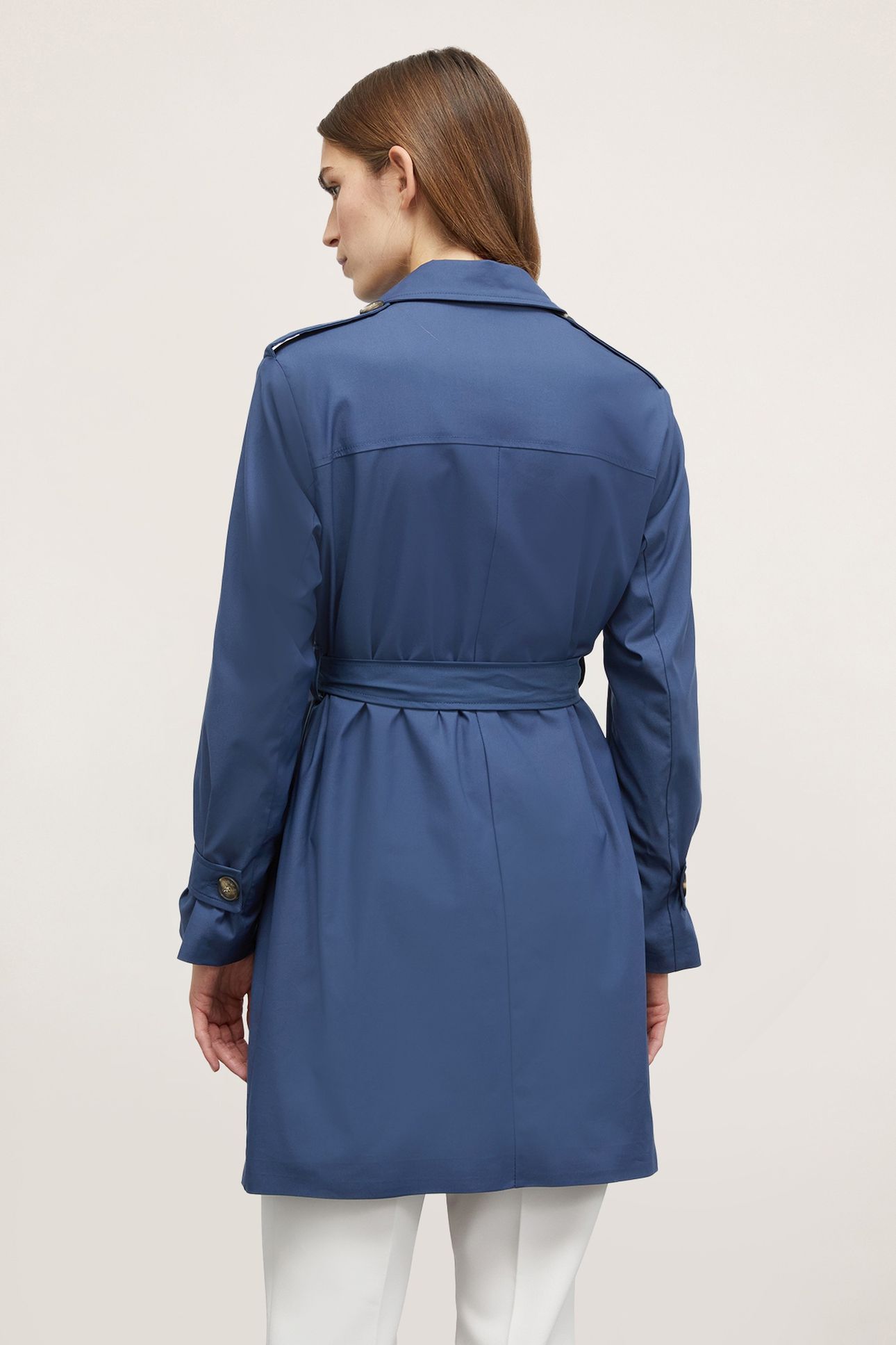 SHORT DOUBLE-BREASTED TRENCH COAT BLUE 5